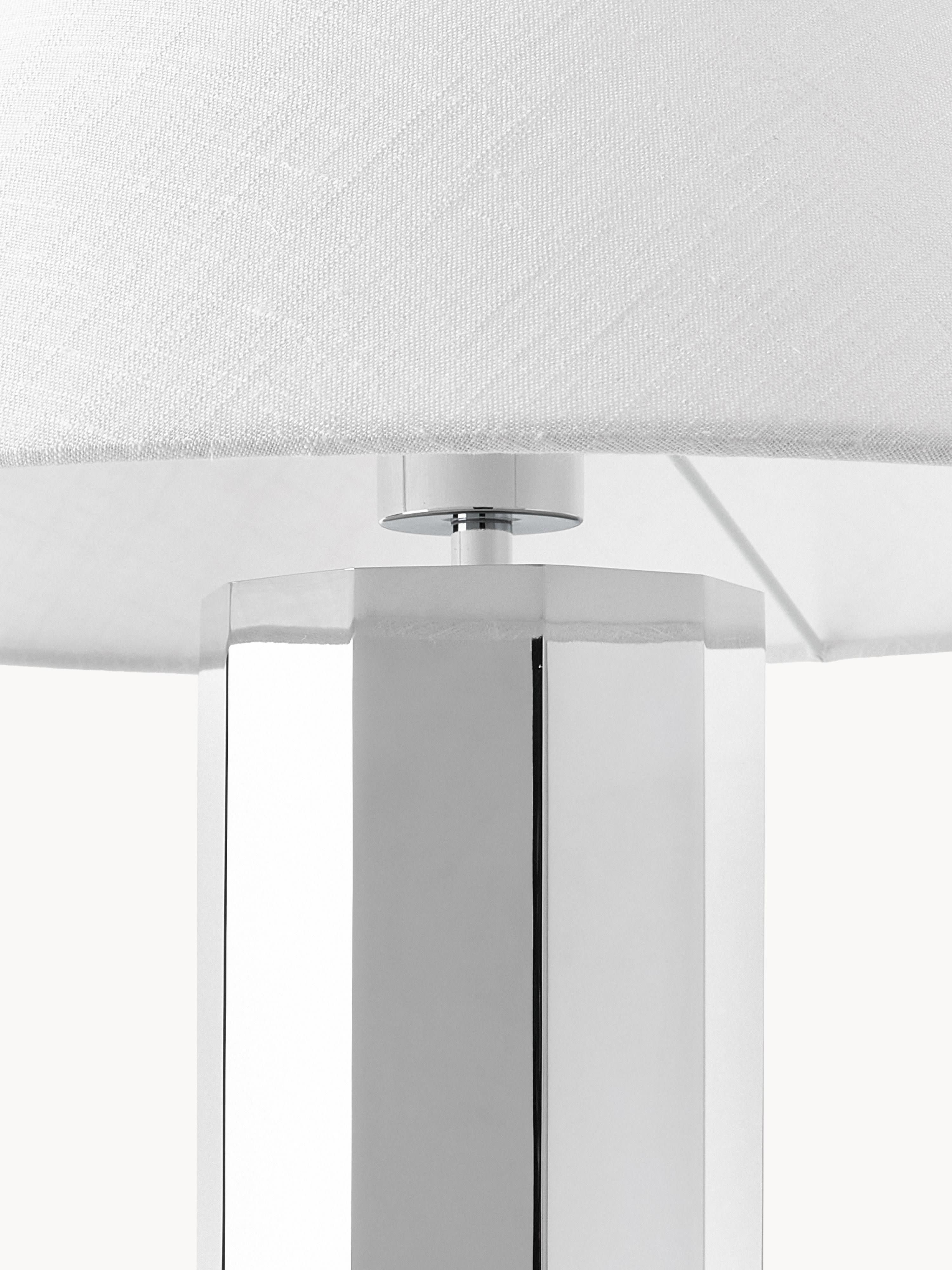 Grande lampe à poser avec pied en métal Edric - Argenté, blanc