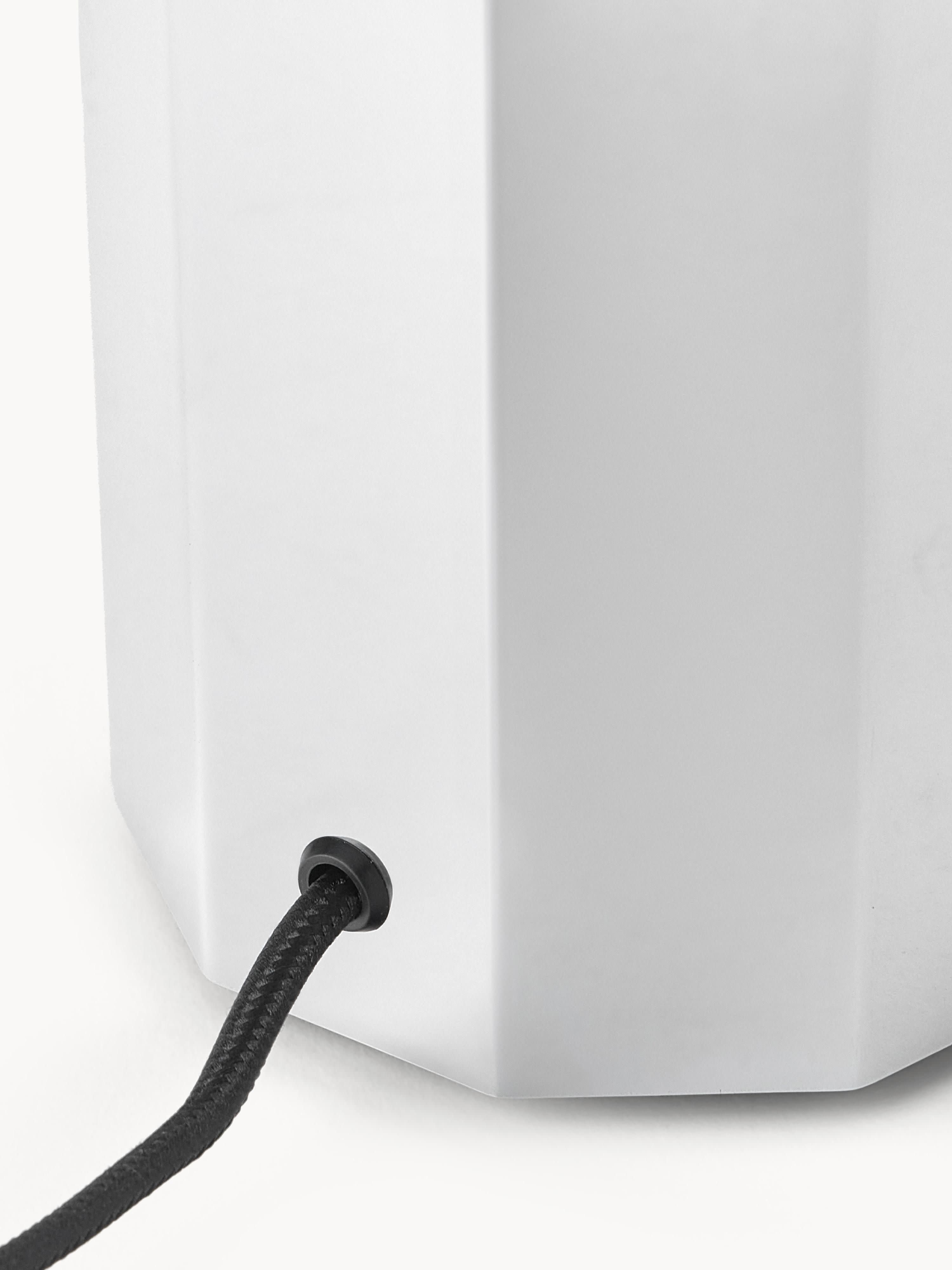 Grande lampe à poser avec pied en métal Edric - Argenté, blanc
