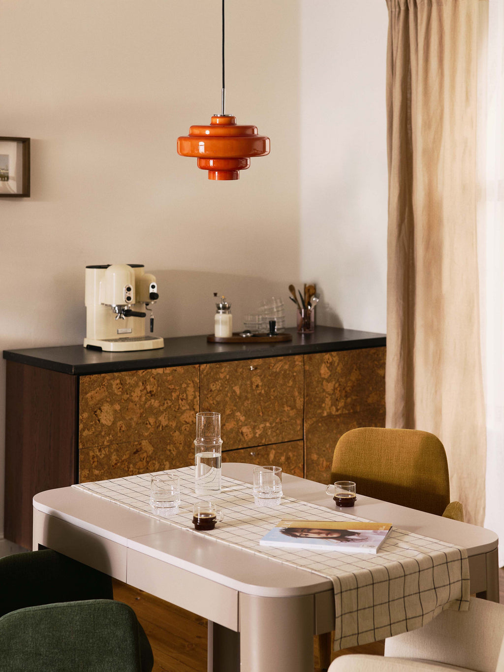 Suspension en verre Oystein - Orange, argenté