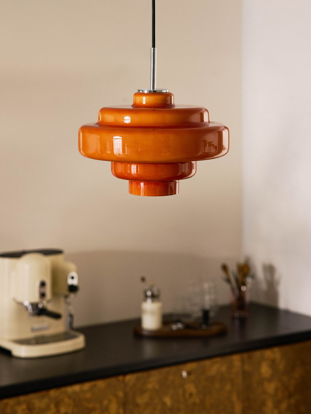 Suspension en verre Oystein - Orange, argenté