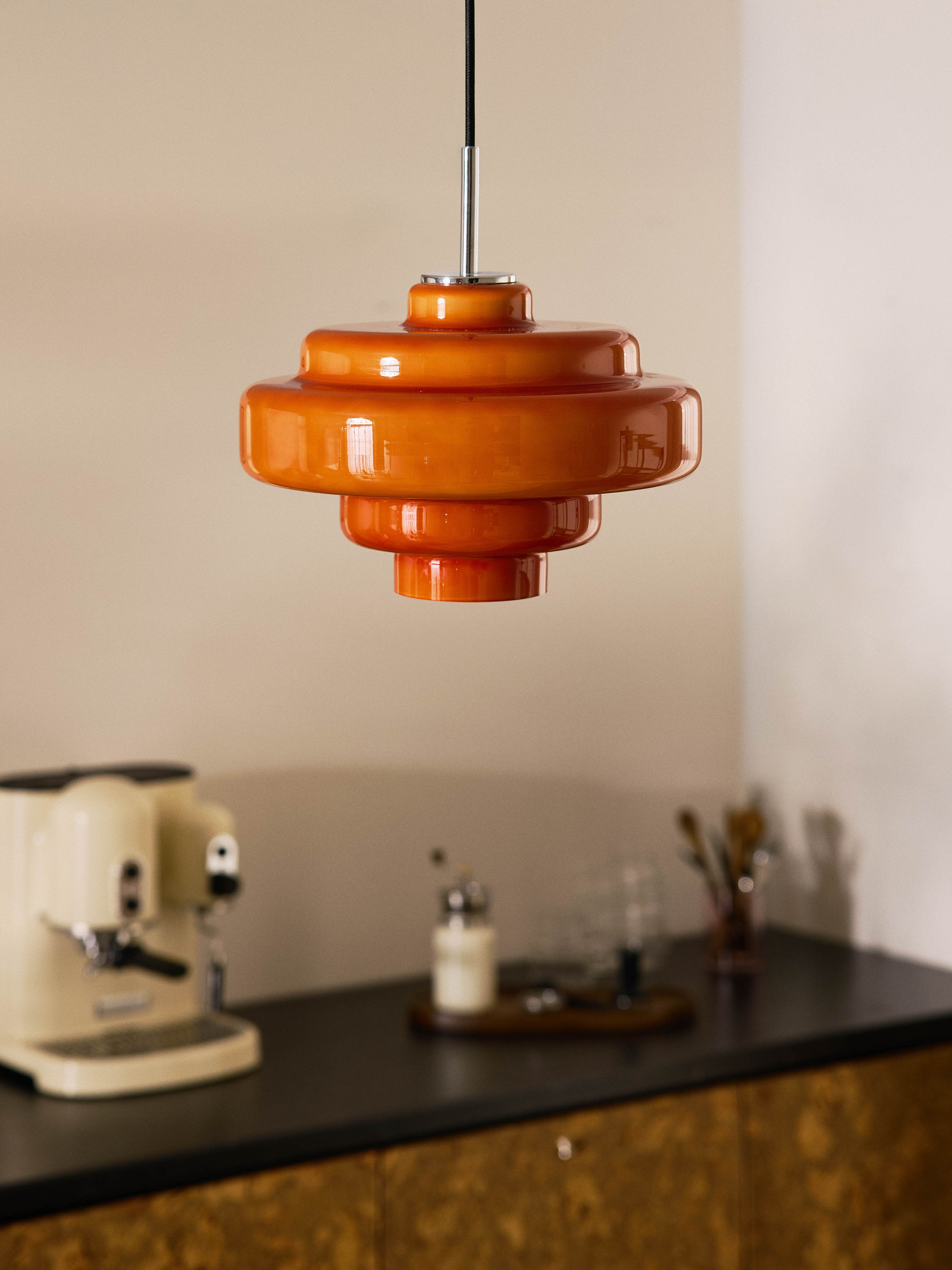 Suspension en verre Oystein - Orange, argenté