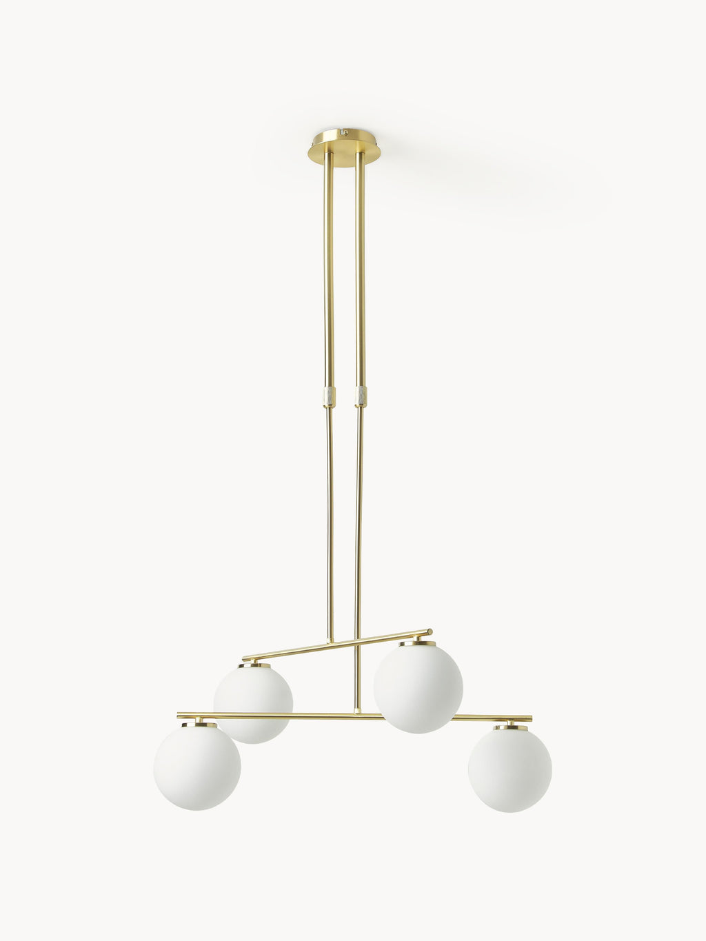 Suspension en verre opalescent Niilo - Blanc, doré