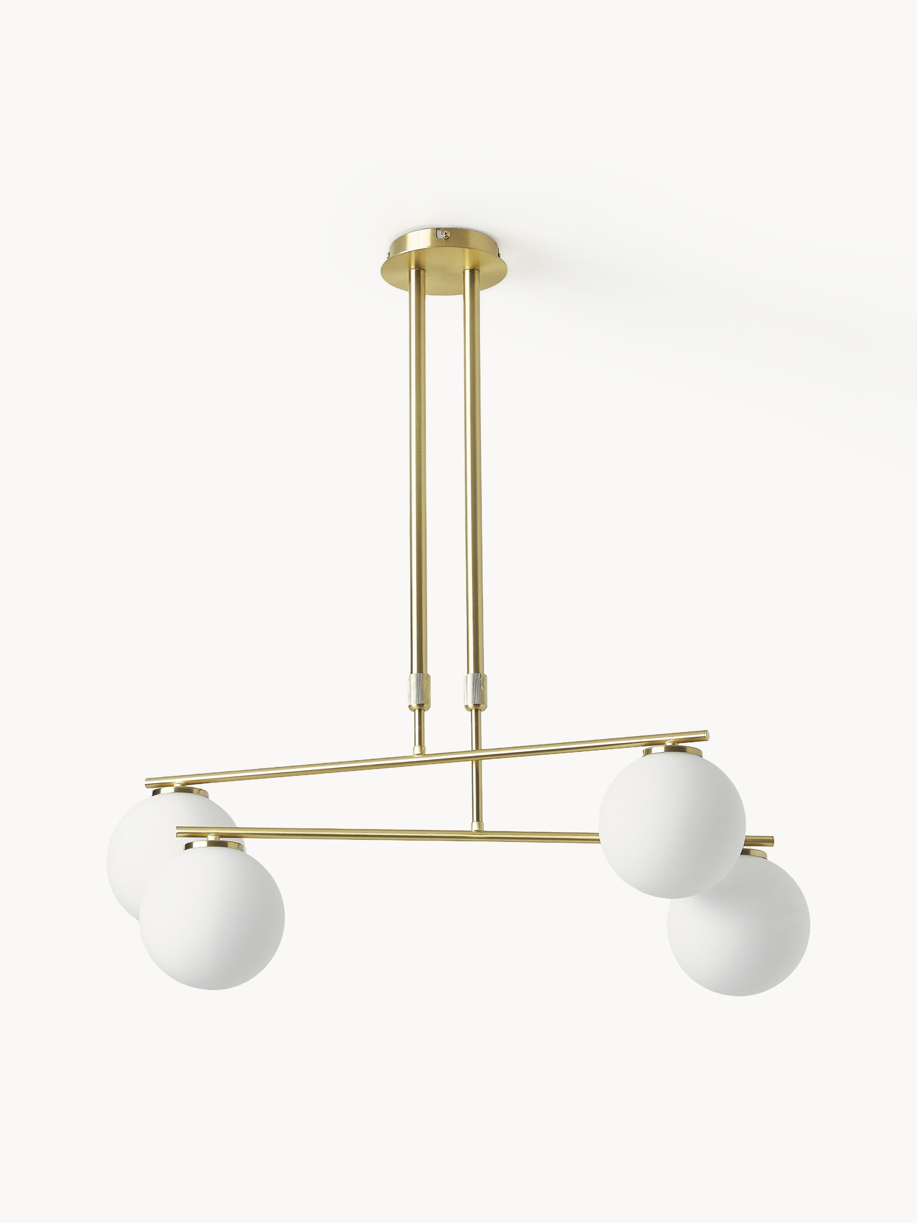 Suspension en verre opalescent Niilo - Blanc, doré