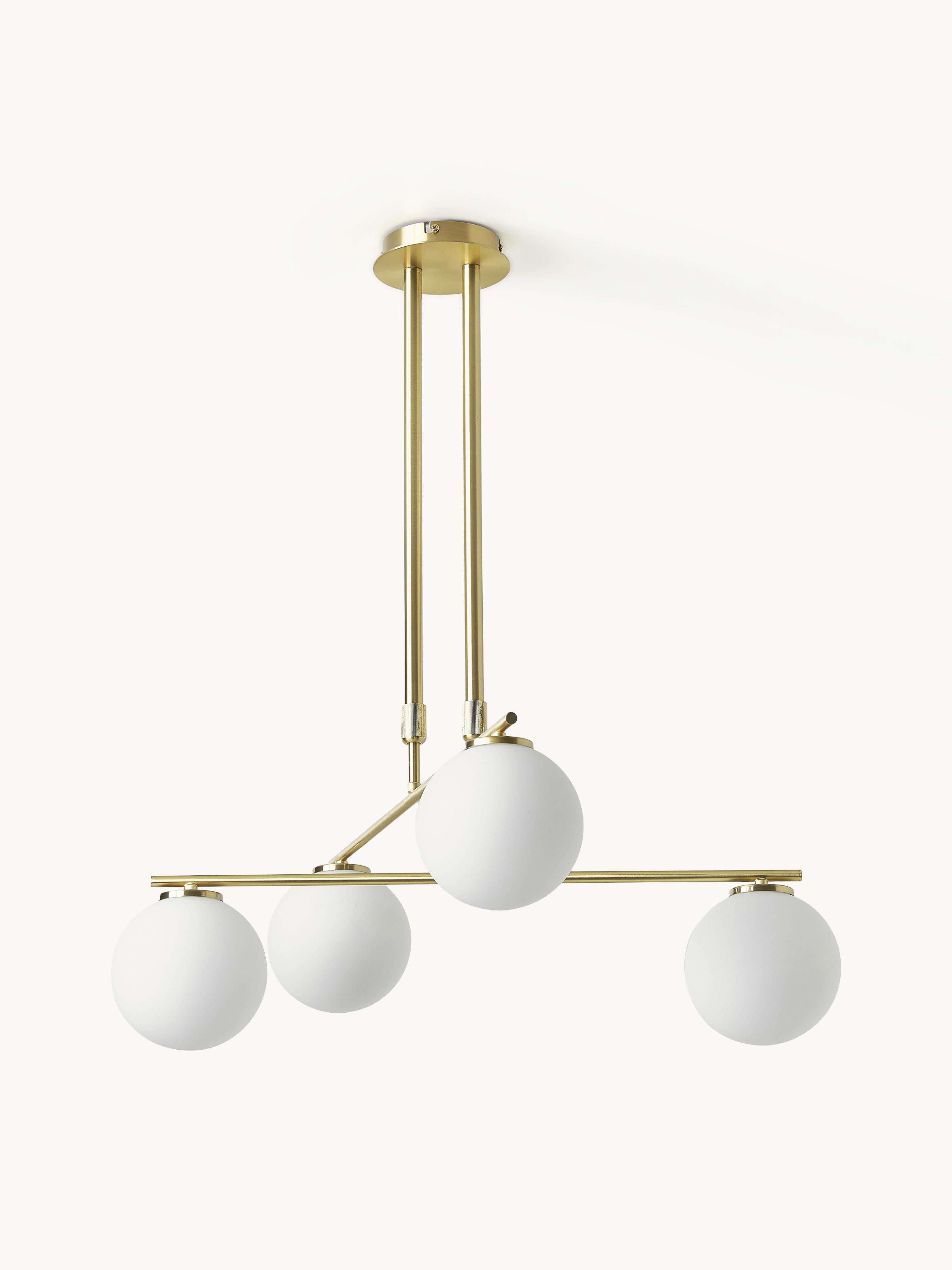 Suspension en verre opalescent Niilo - Blanc, doré