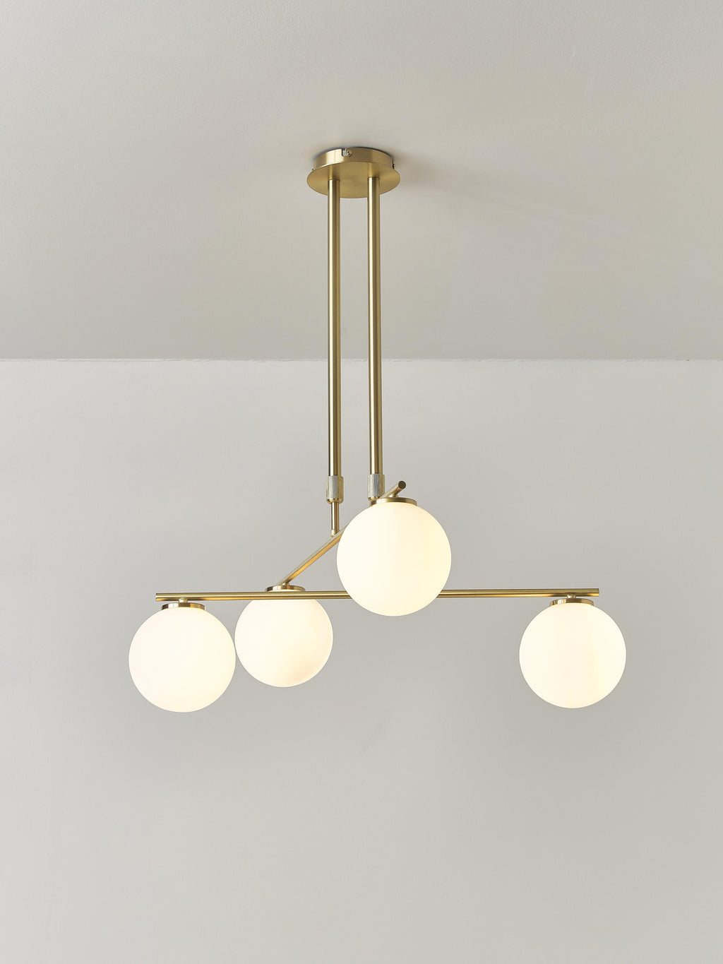 Suspension en verre opalescent Niilo - Blanc, doré