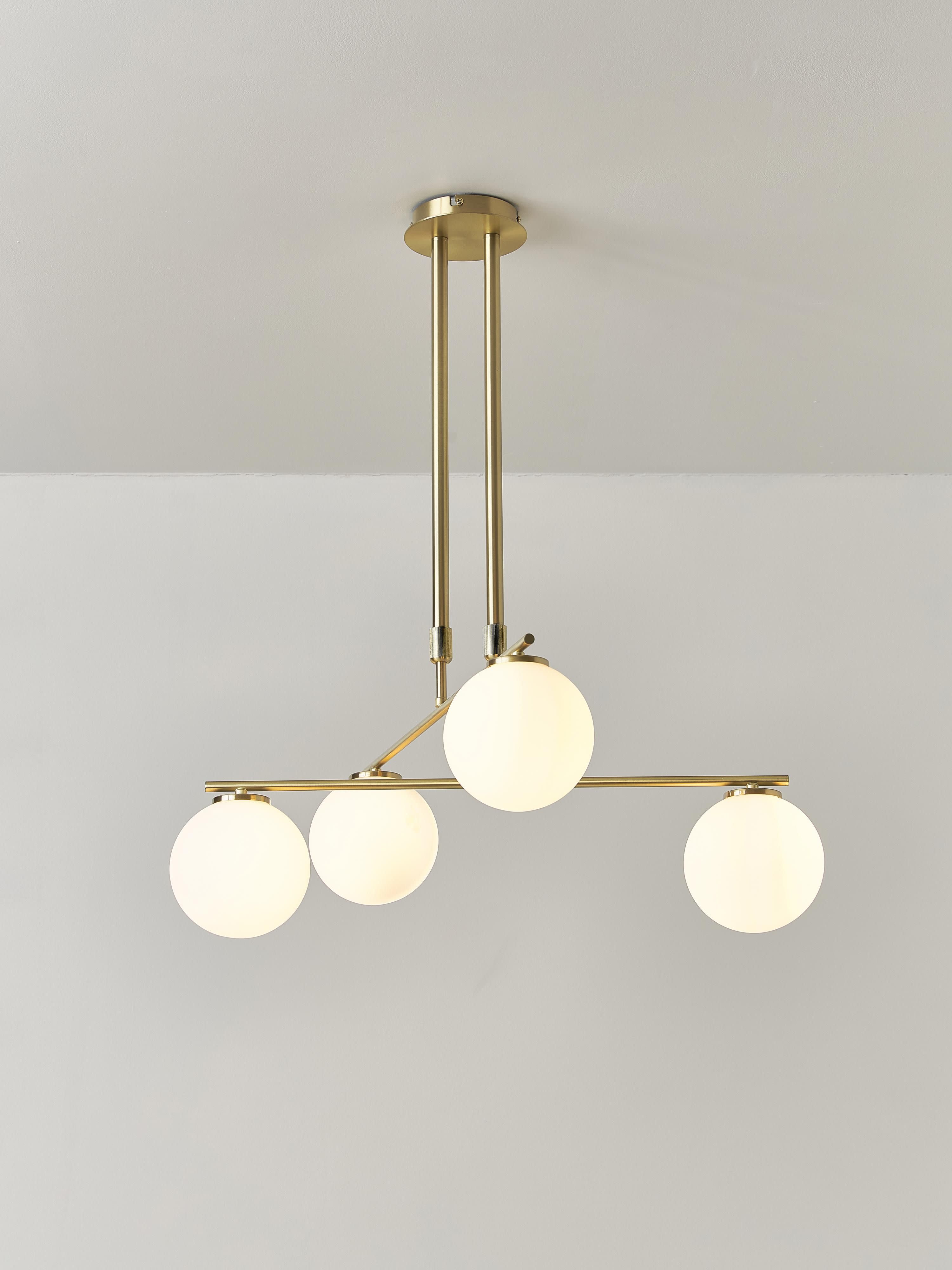 Suspension en verre opalescent Niilo - Blanc, doré
