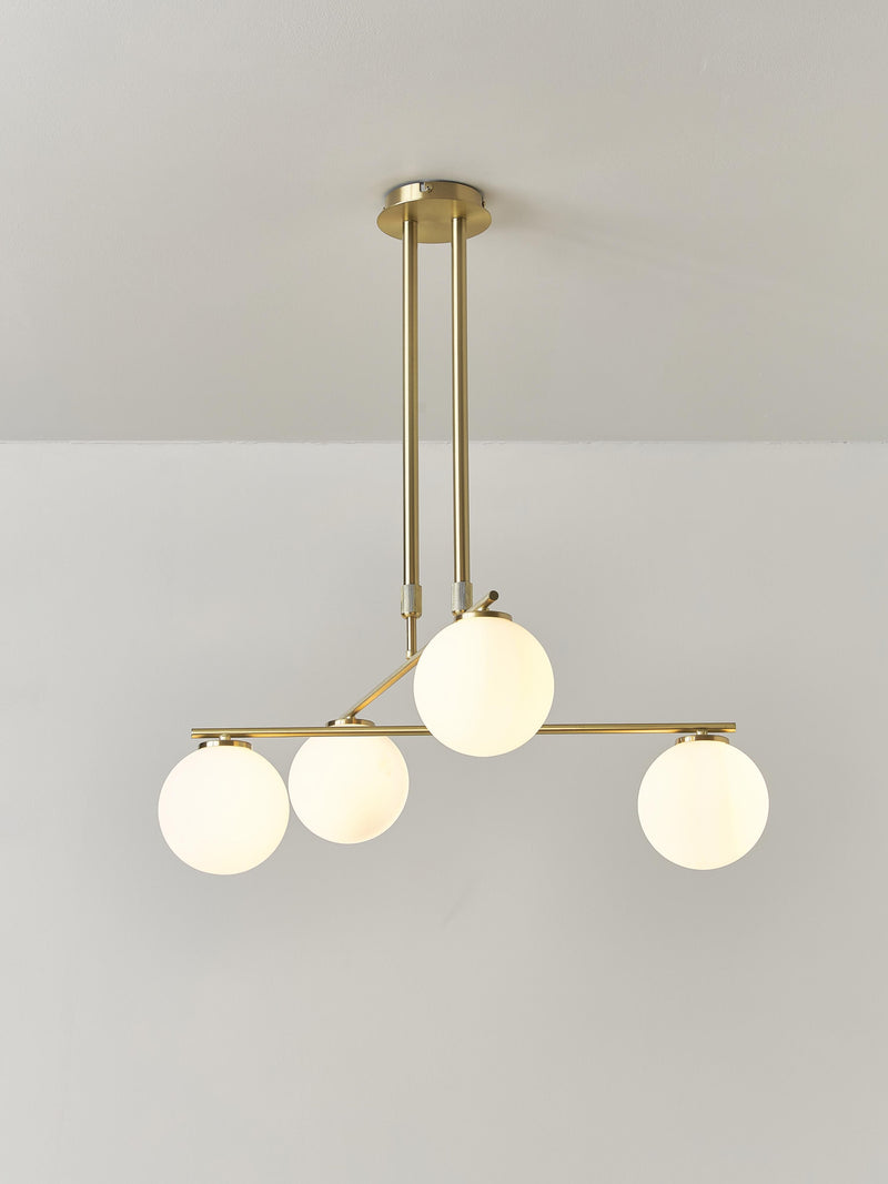 Suspension en verre opalescent Niilo - Blanc, doré