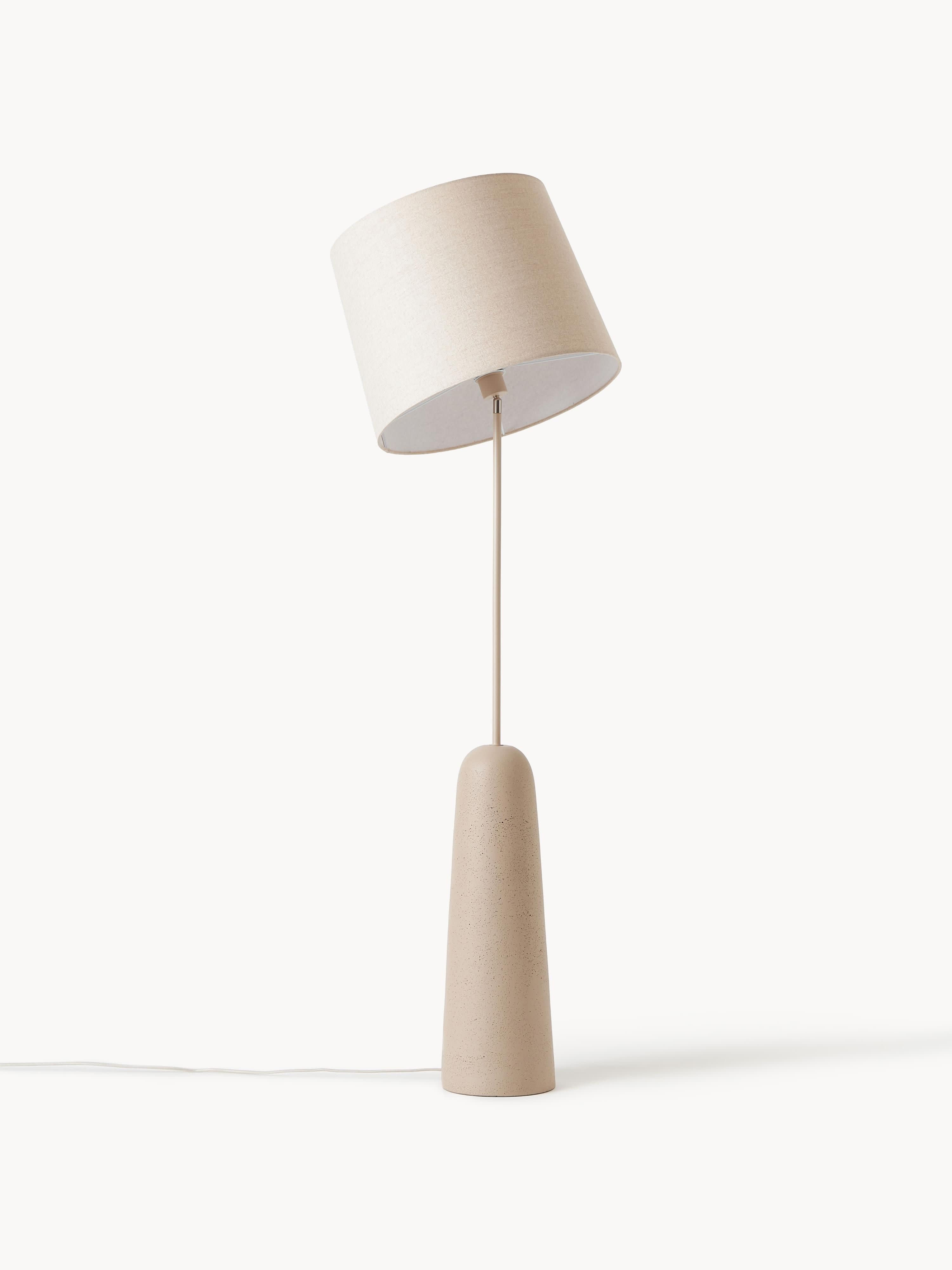 Lampadaire avec pied en béton Braxton - Blanc crème, beige