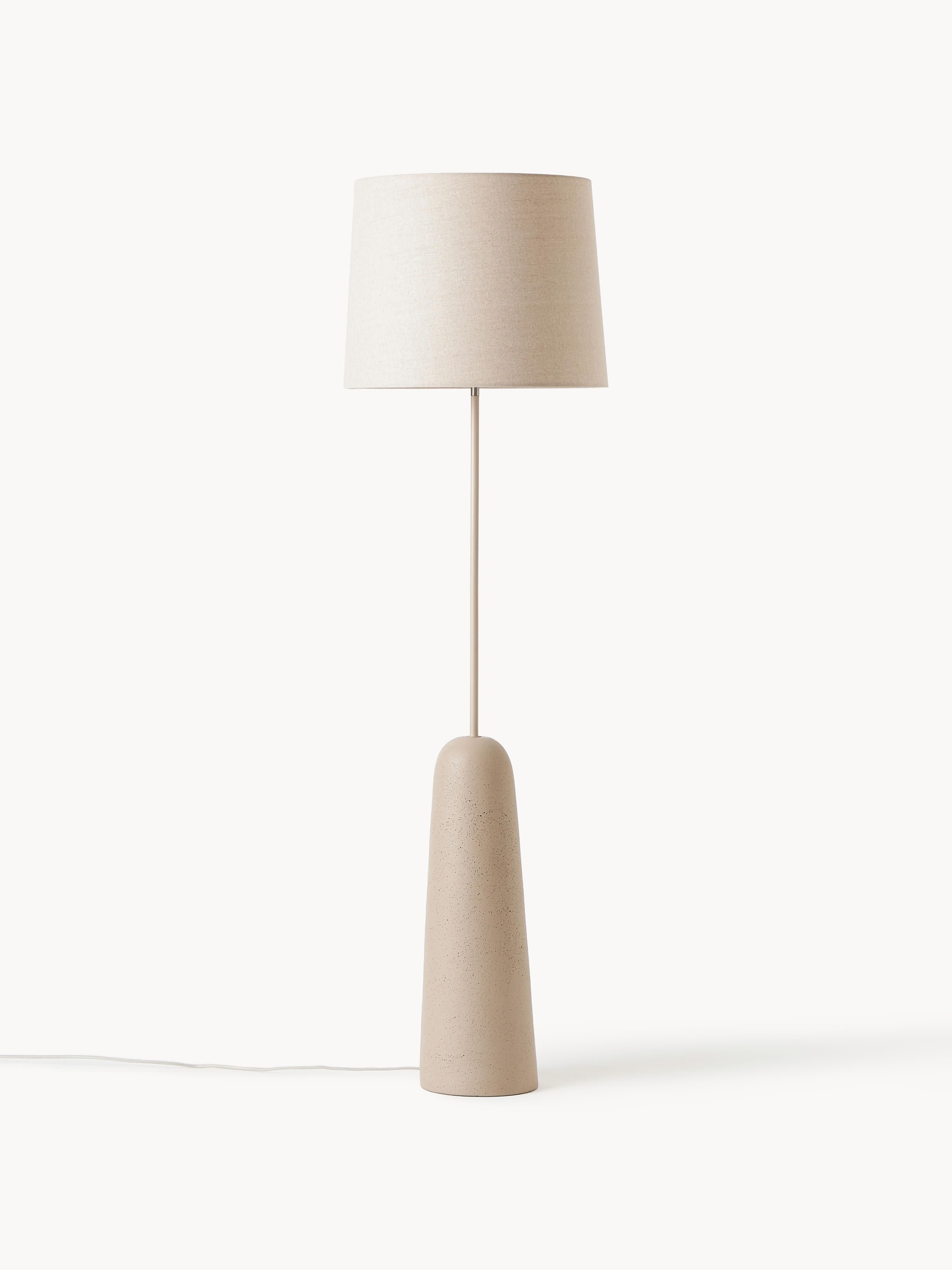 Lampadaire avec pied en béton Braxton - Blanc crème, beige