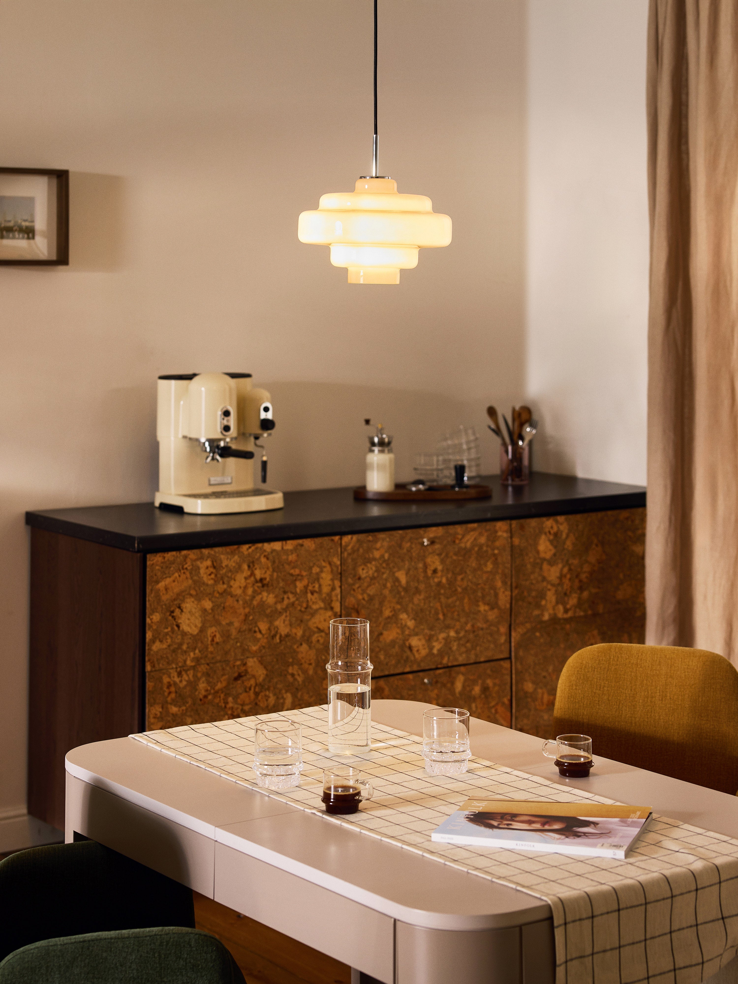 Suspension en verre Oystein - Taupe, argenté