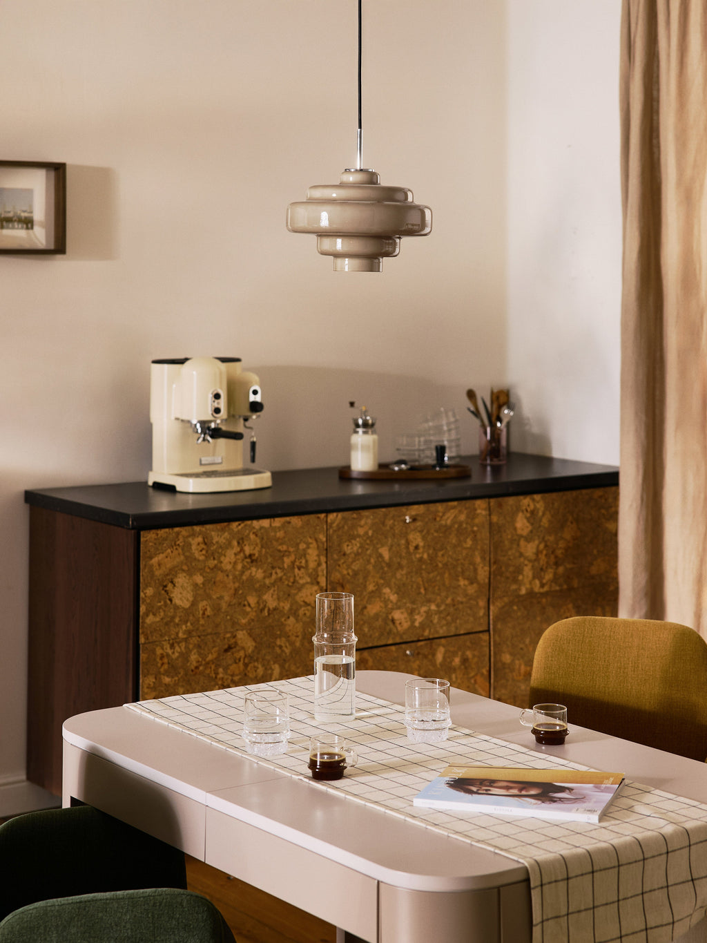 Suspension en verre Oystein - Taupe, argenté