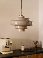 Suspension en verre Oystein - Taupe, argenté