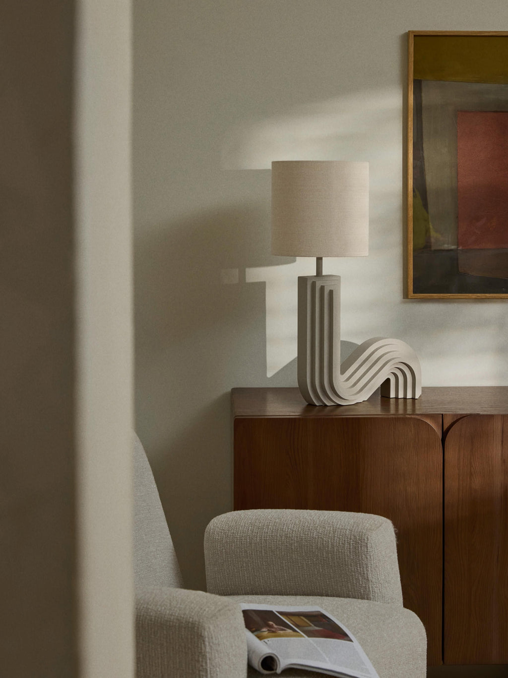 Lampe à poser design Dane - Beige, grège