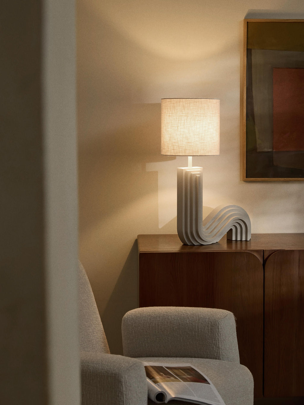 Lampe à poser design Dane - Beige, grège