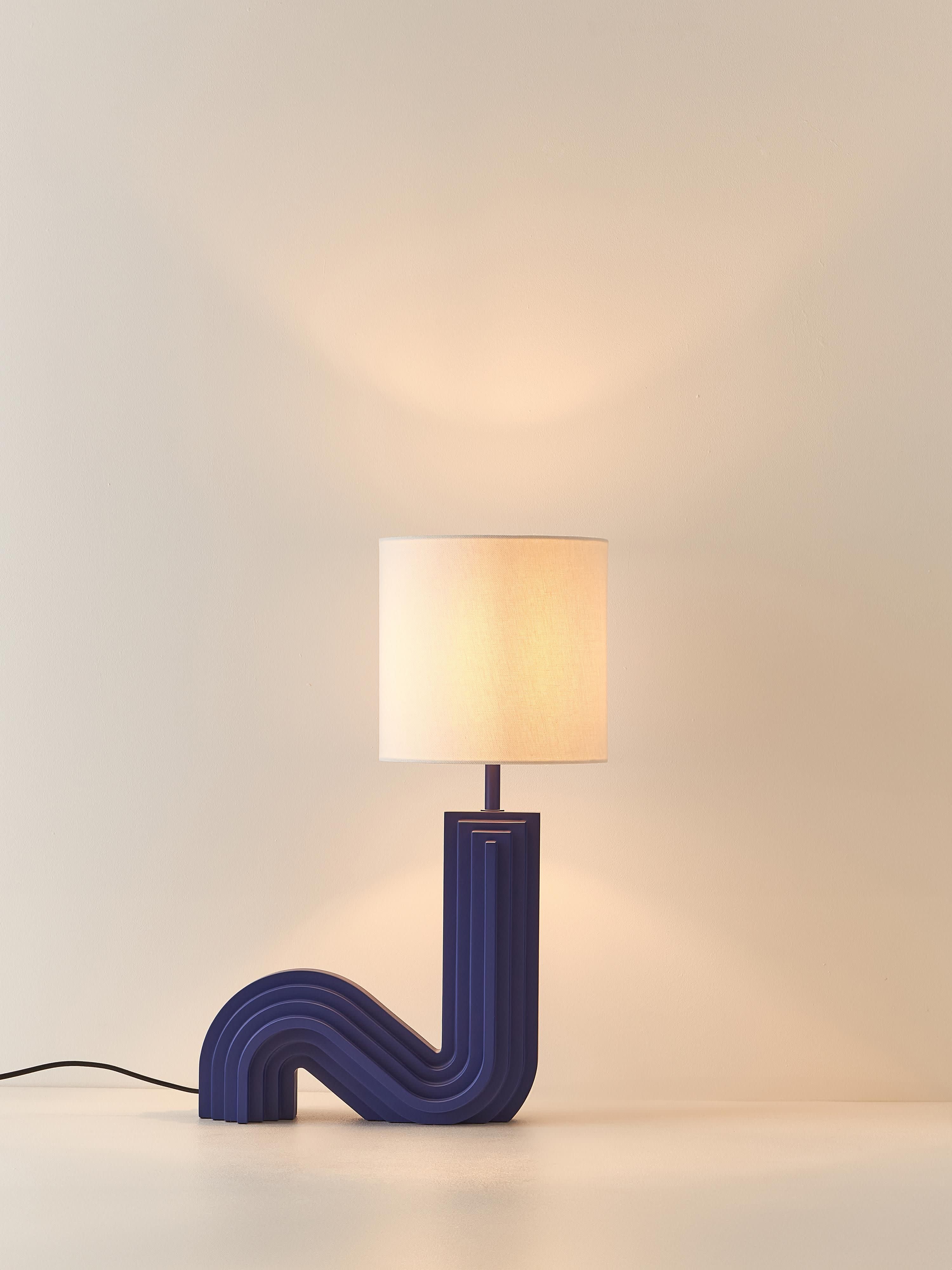 Lampe à poser design Dane - Gris clair, bleu foncé