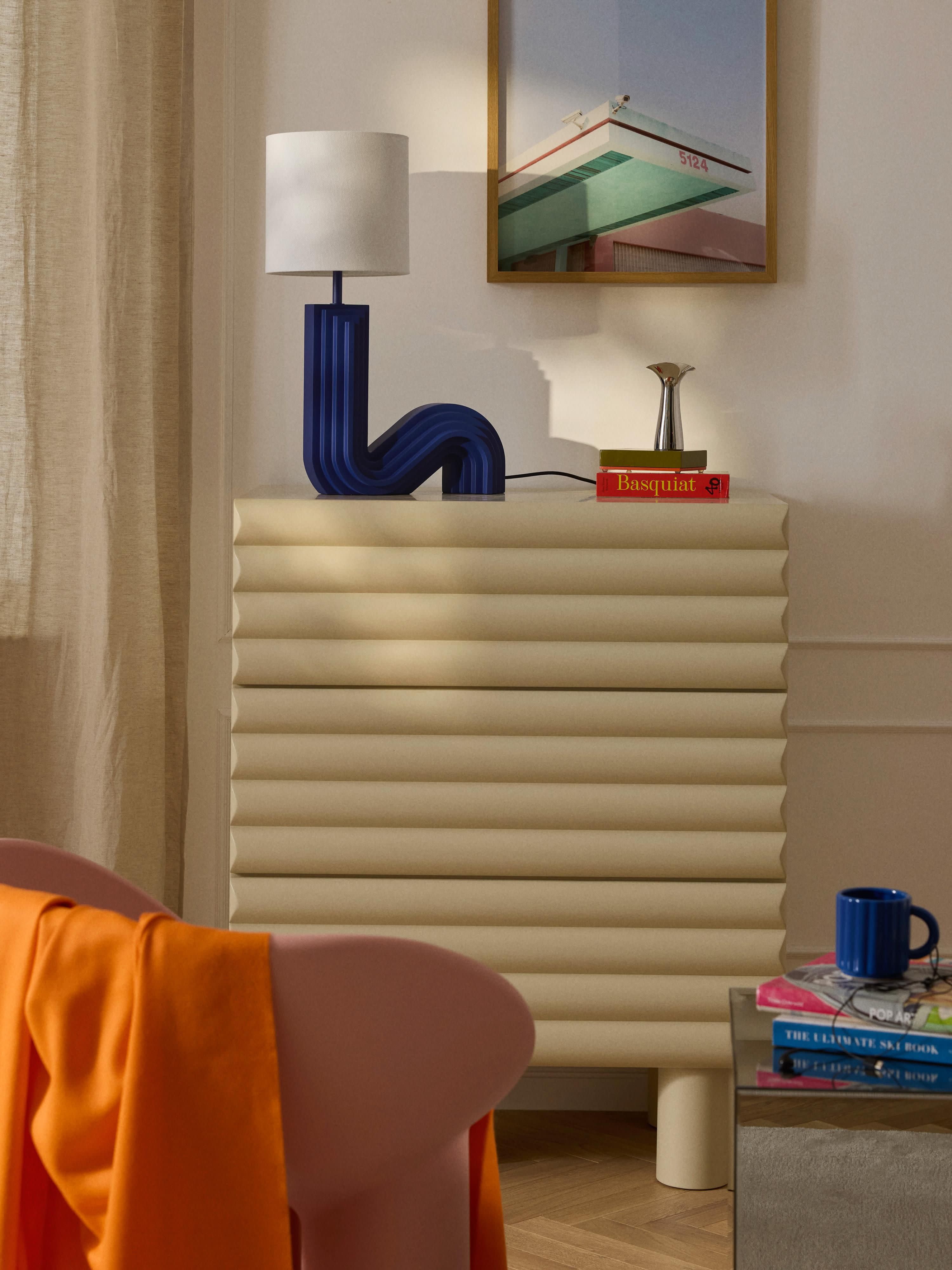 Lampe à poser design Dane - Gris clair, bleu foncé