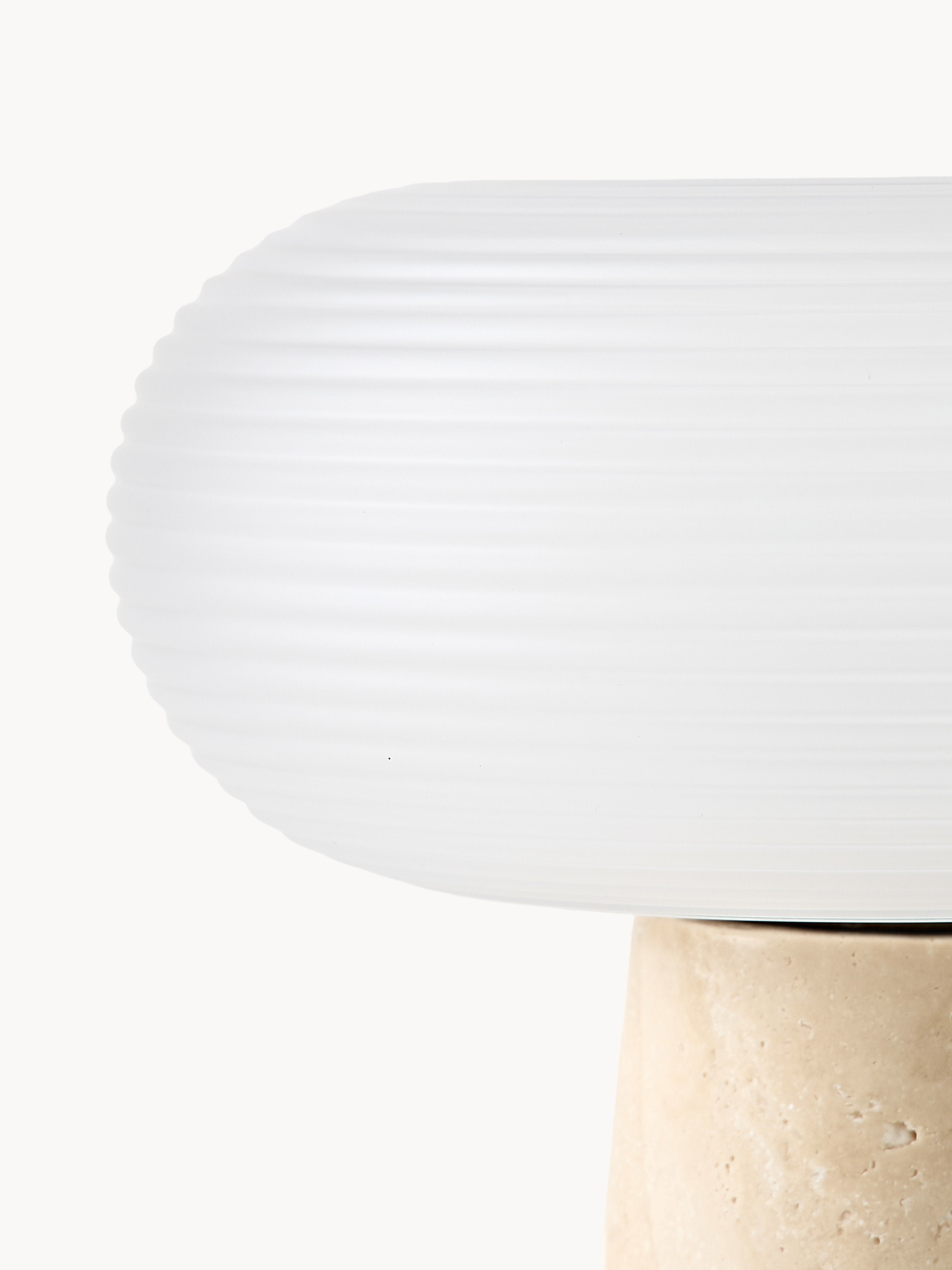 Lampe à poser LED portable avec pied en travertin Ashby, intensité ajustable - Travertin beige, blanc