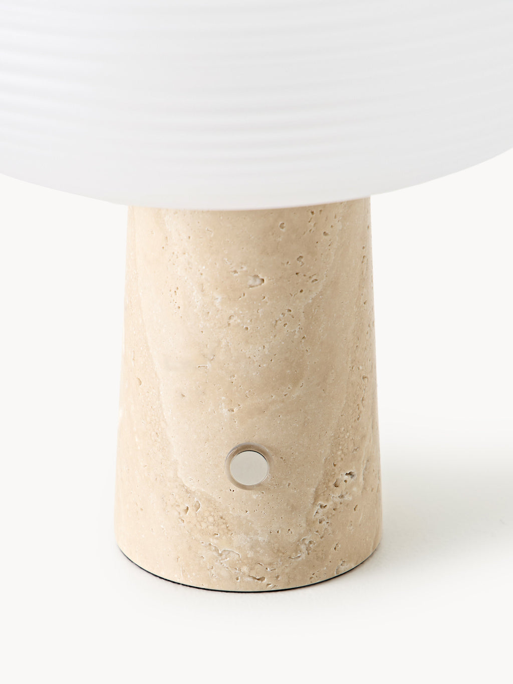 Lampe à poser LED portable avec pied en travertin Ashby, intensité ajustable - Travertin beige, blanc