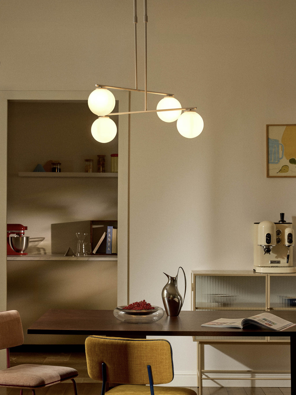 Suspension en verre opalescent Niilo - Blanc cassé, beige clair