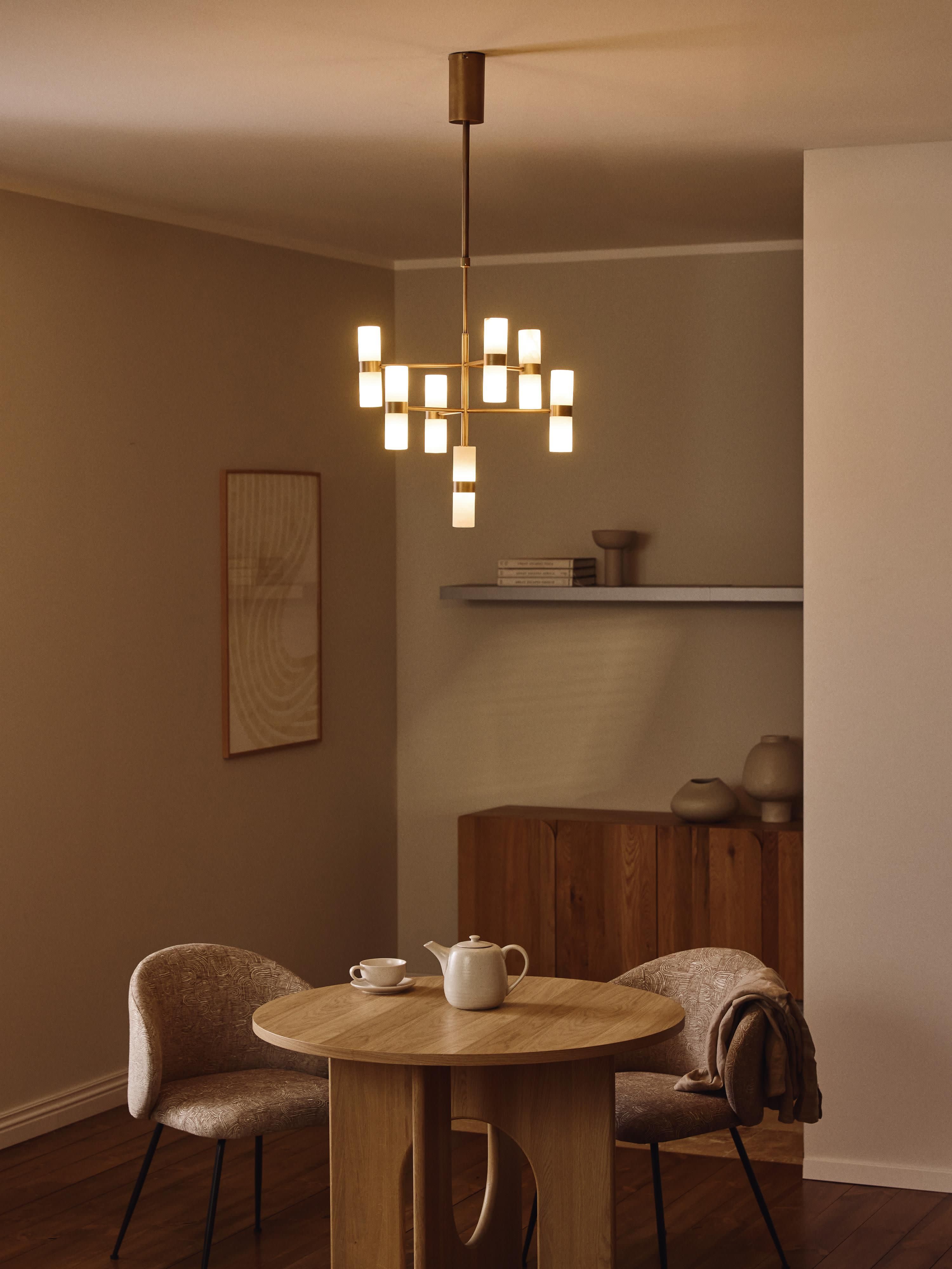 Suspension en albâtre Salem - Blanc, or laiton