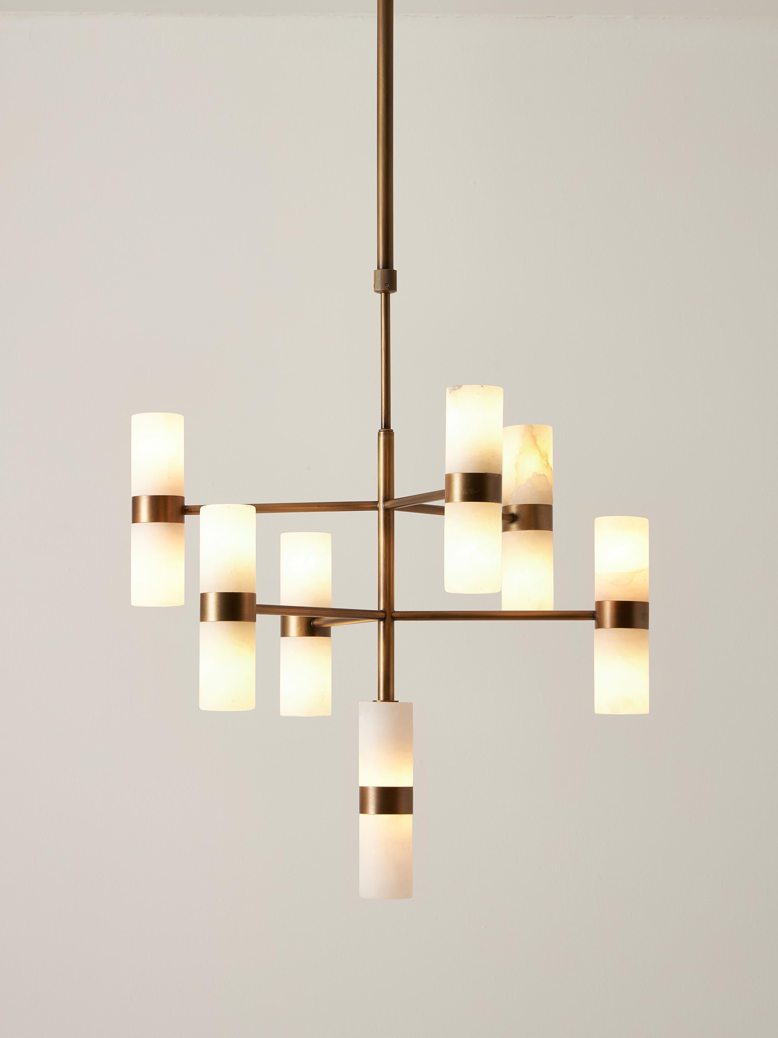 Suspension en albâtre Salem - Blanc, or laiton