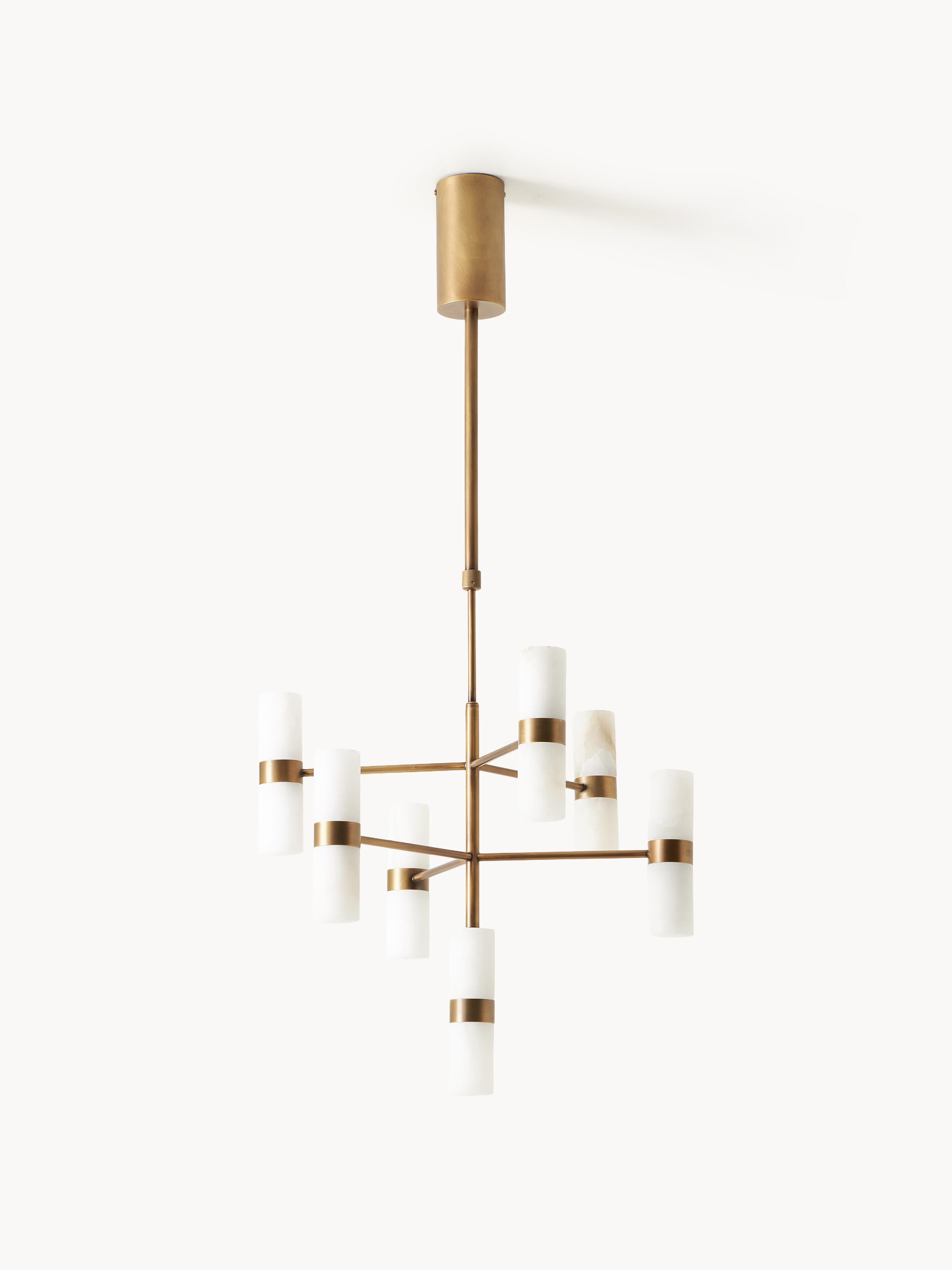 Suspension en albâtre Salem - Blanc, or laiton