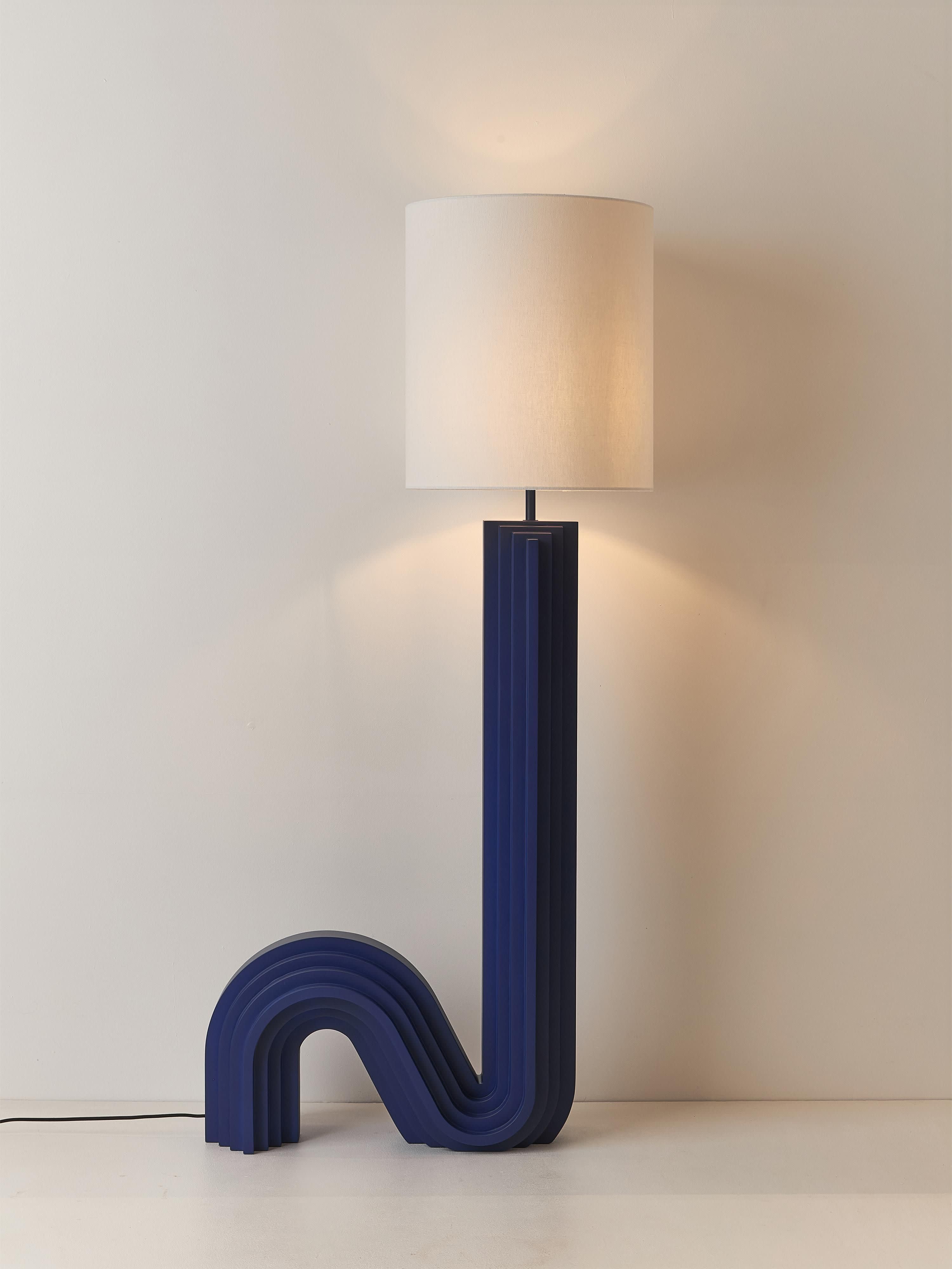 Lampadaire design Dane - Bleu foncé, blanc cassé