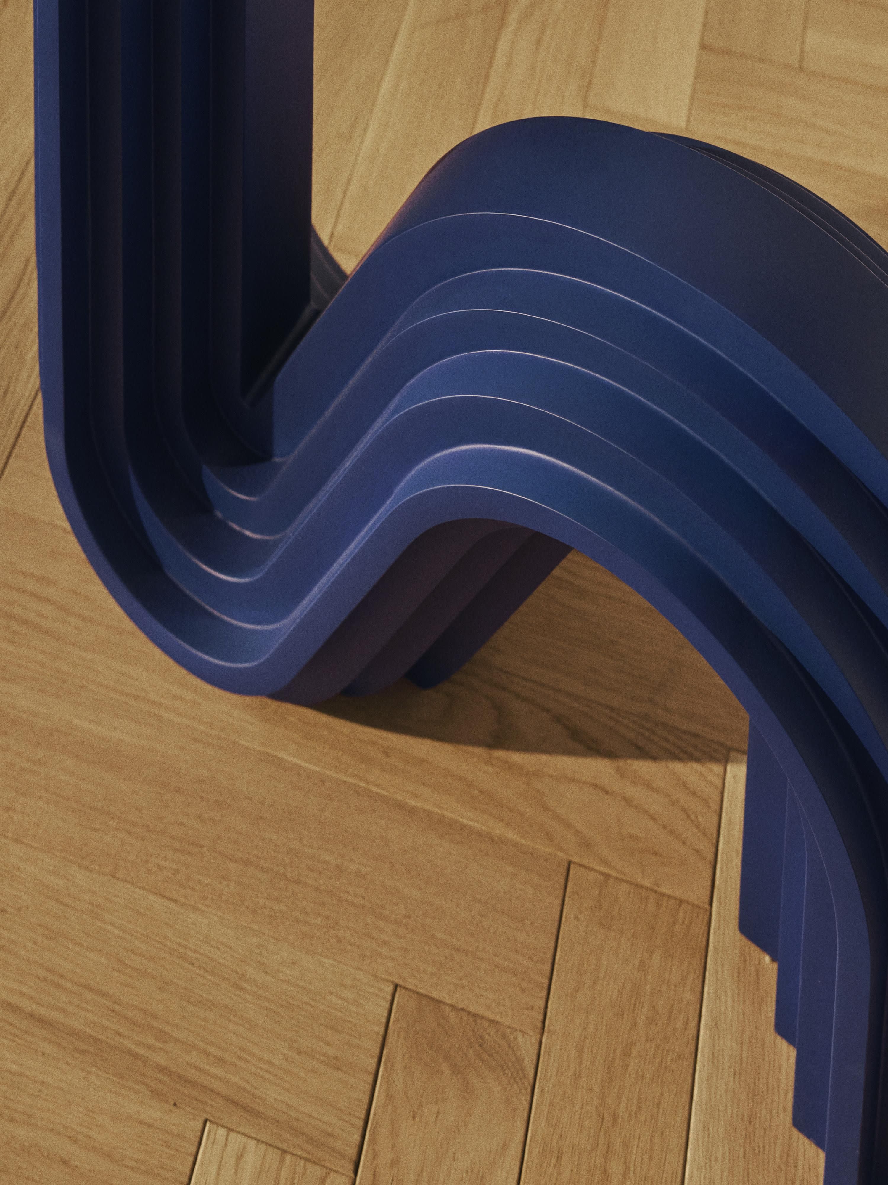 Lampadaire design Dane - Bleu foncé, blanc cassé