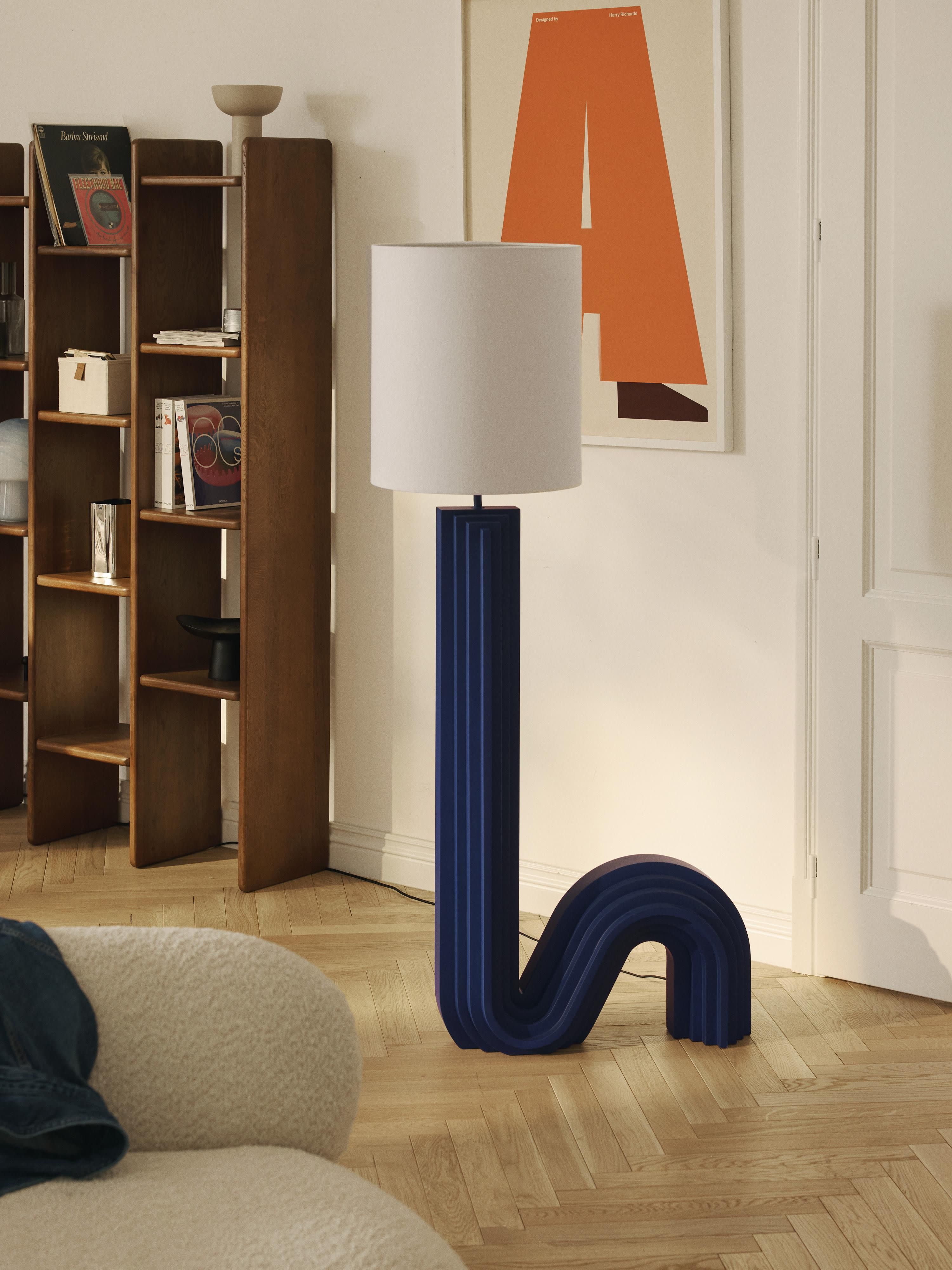 Lampadaire design Dane - Bleu foncé, blanc cassé
