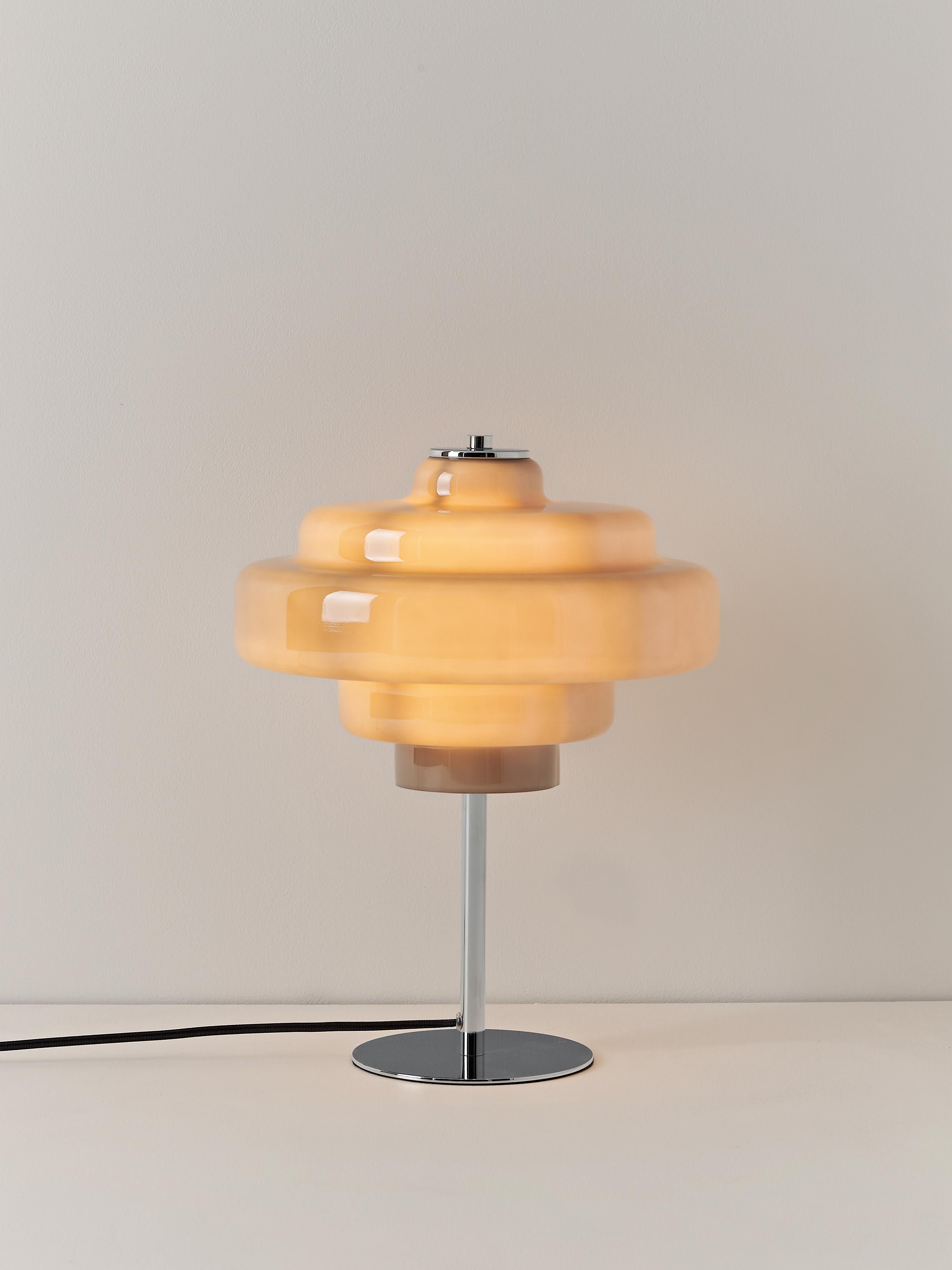 Lampe à poser en verre Oystein - Taupe, argenté