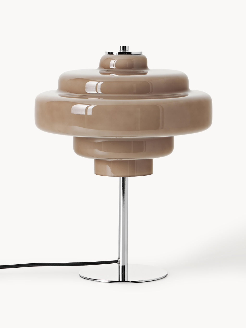 Lampe à poser en verre Oystein - Taupe, argenté