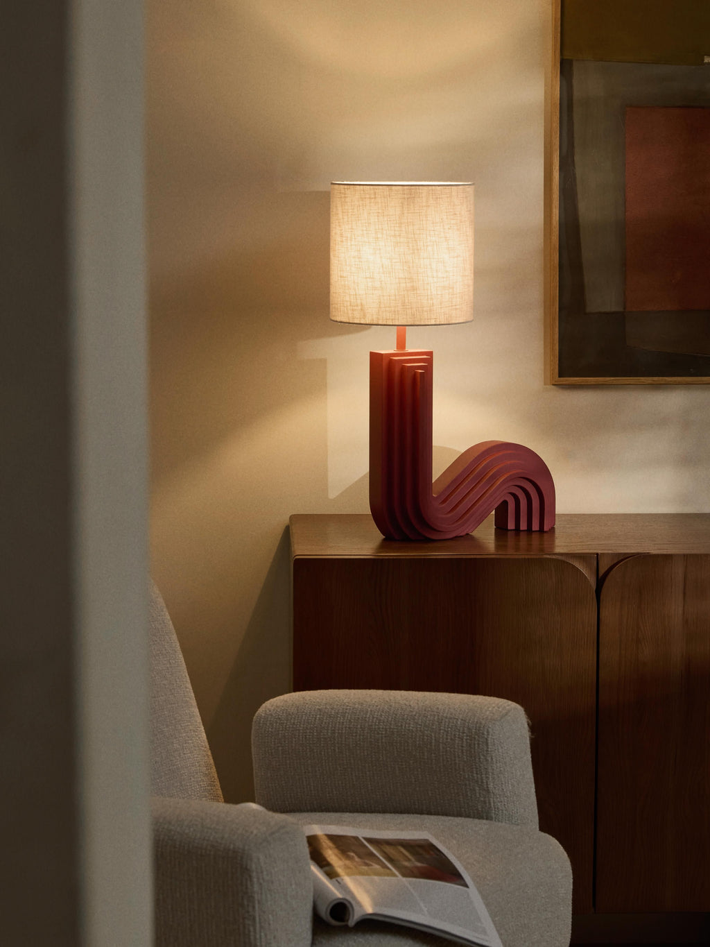 Lampe à poser design Dane - Beige, lie de vin