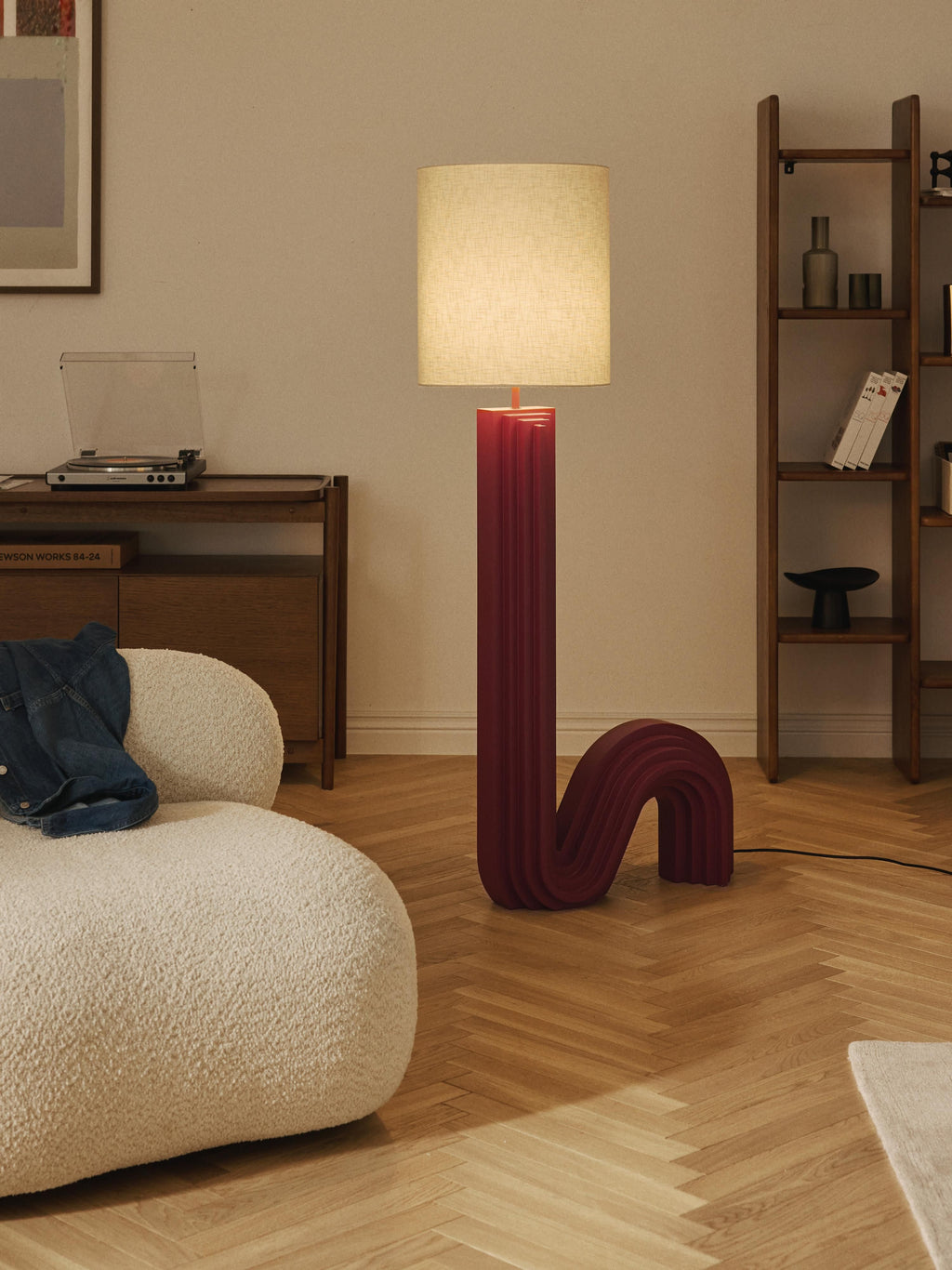 Lampadaire design Dane - Lie de vin, beige