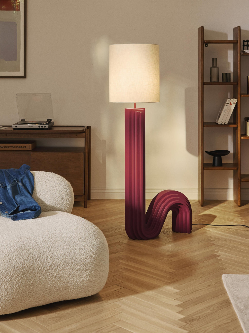 Lampadaire design Dane - Lie de vin, beige