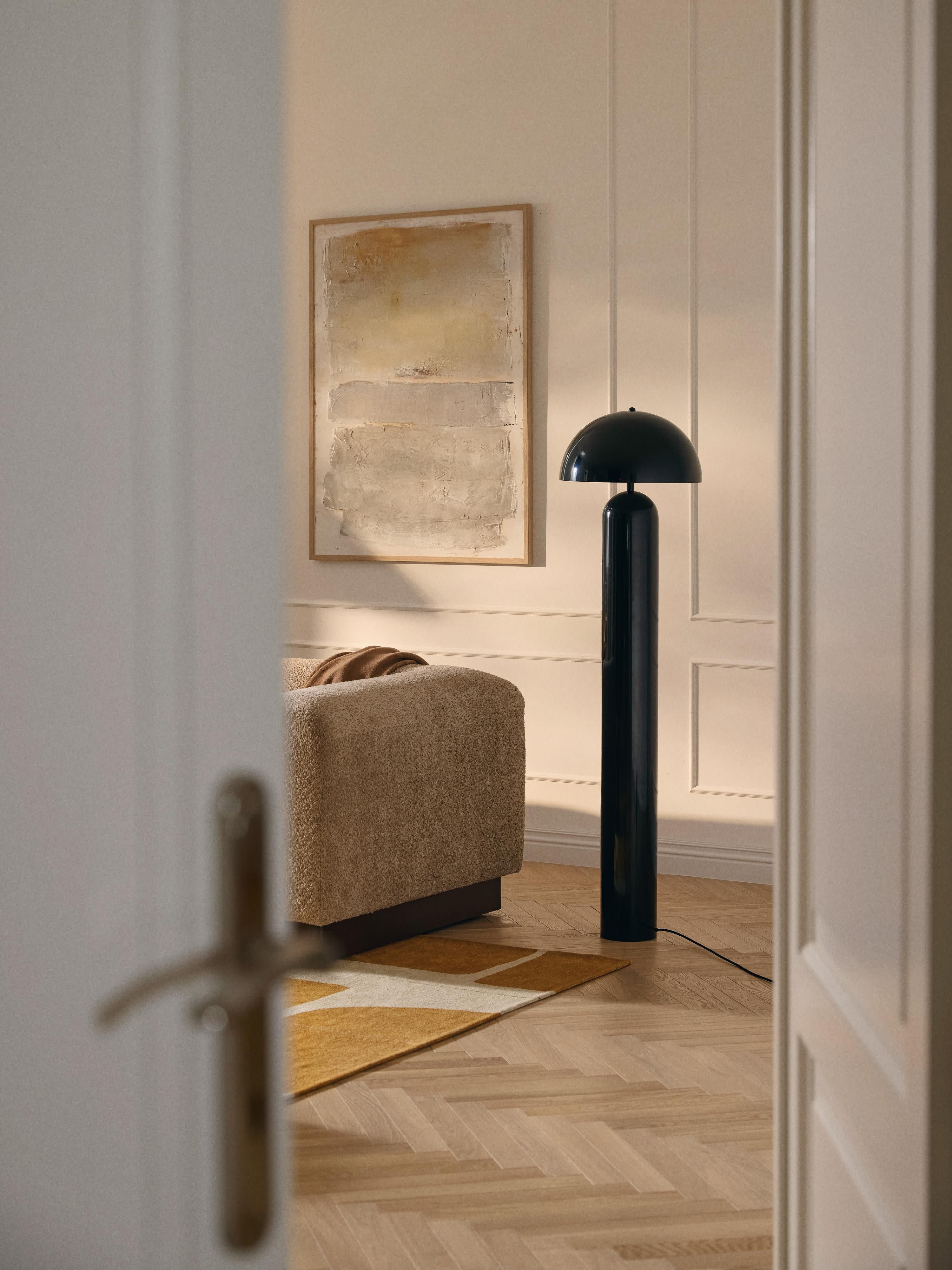 Lampadaire rétro Elmo - Noir, haute brillance