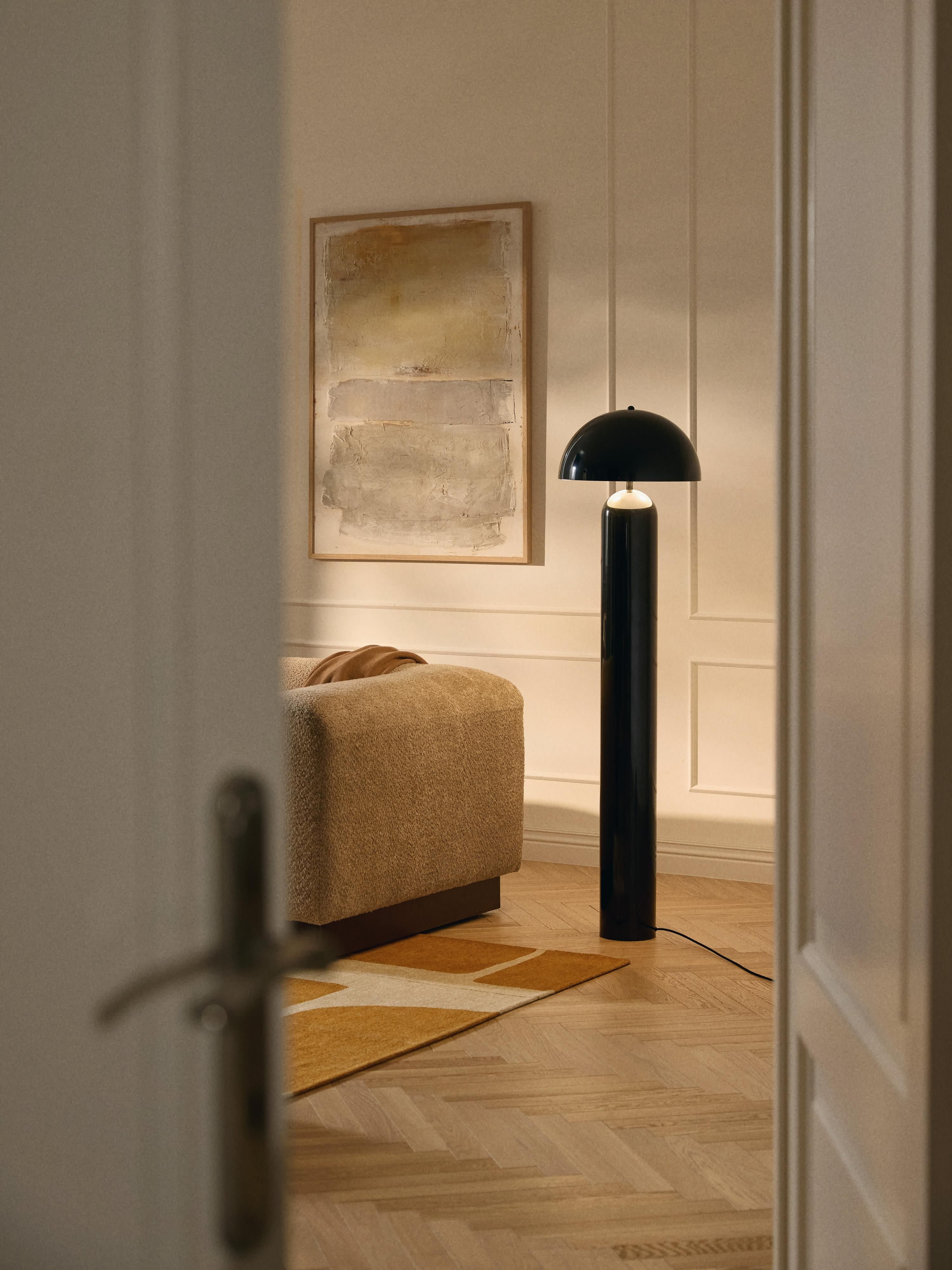 Lampadaire rétro Elmo - Noir, haute brillance