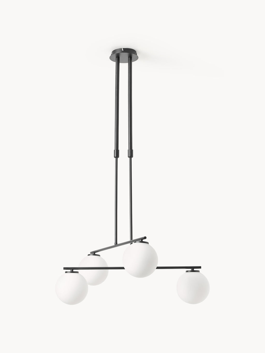 Suspension en verre opalescent Niilo - Blanc, noir