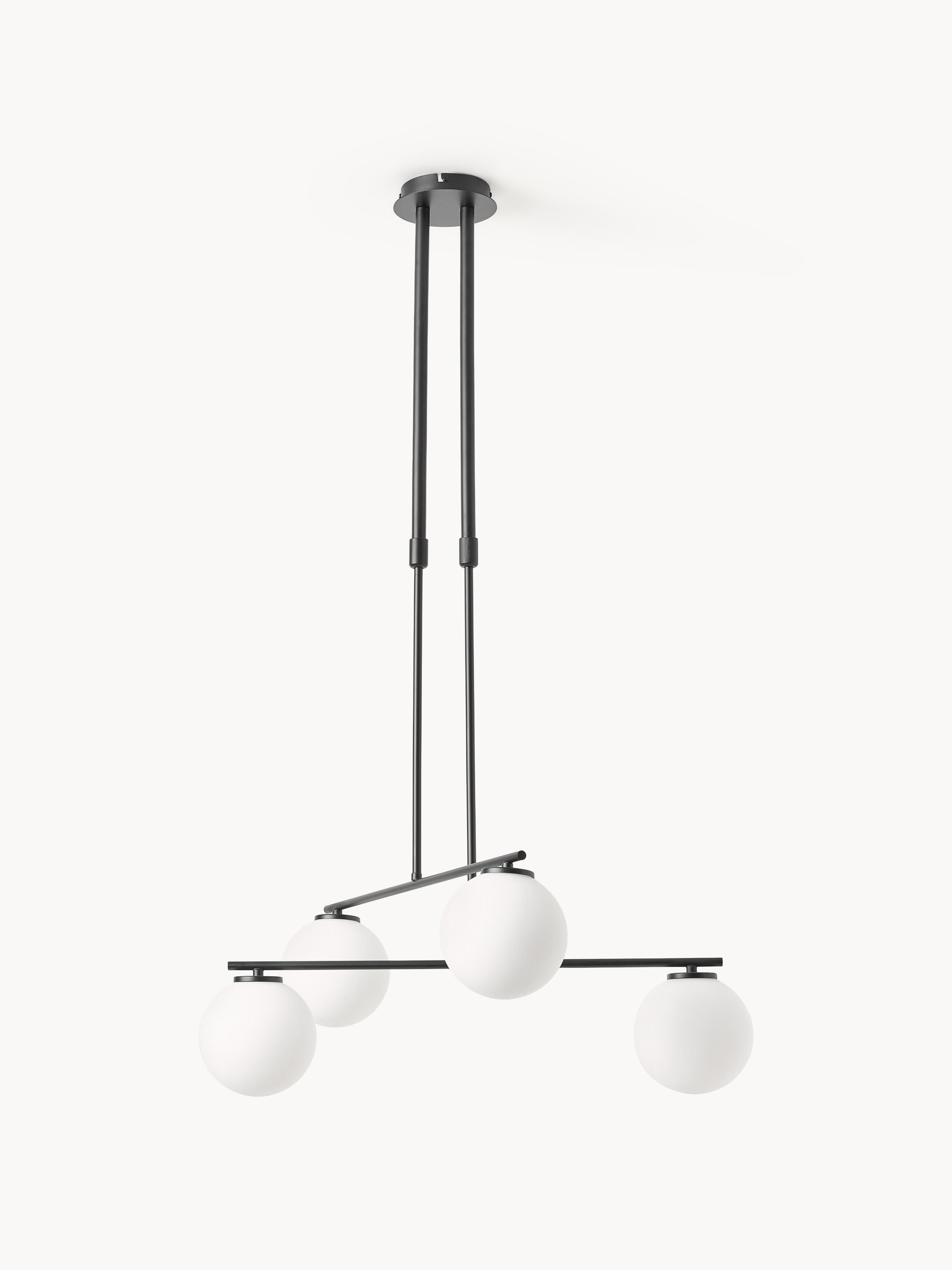 Suspension en verre opalescent Niilo - Blanc, noir