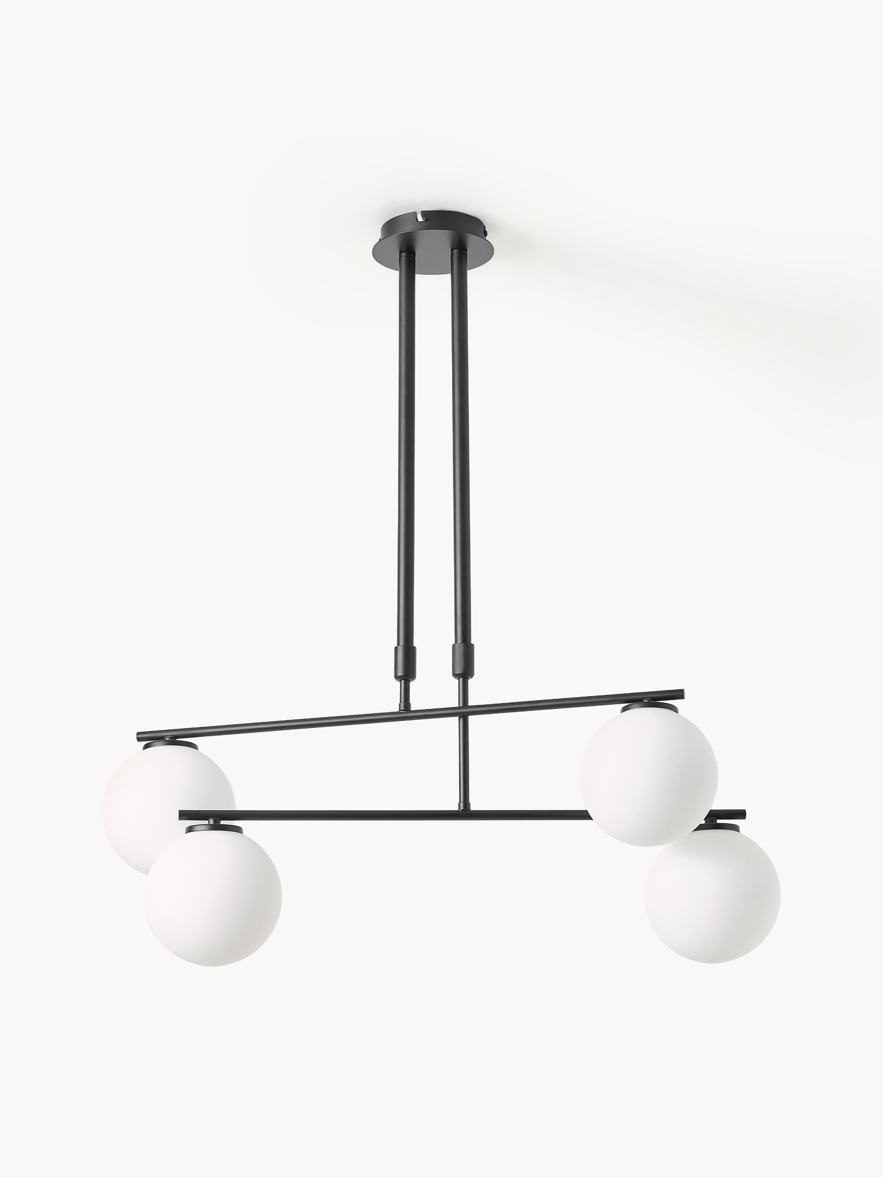 Suspension en verre opalescent Niilo - Blanc, noir