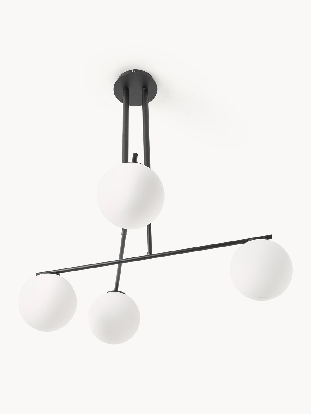 Suspension en verre opalescent Niilo - Blanc, noir