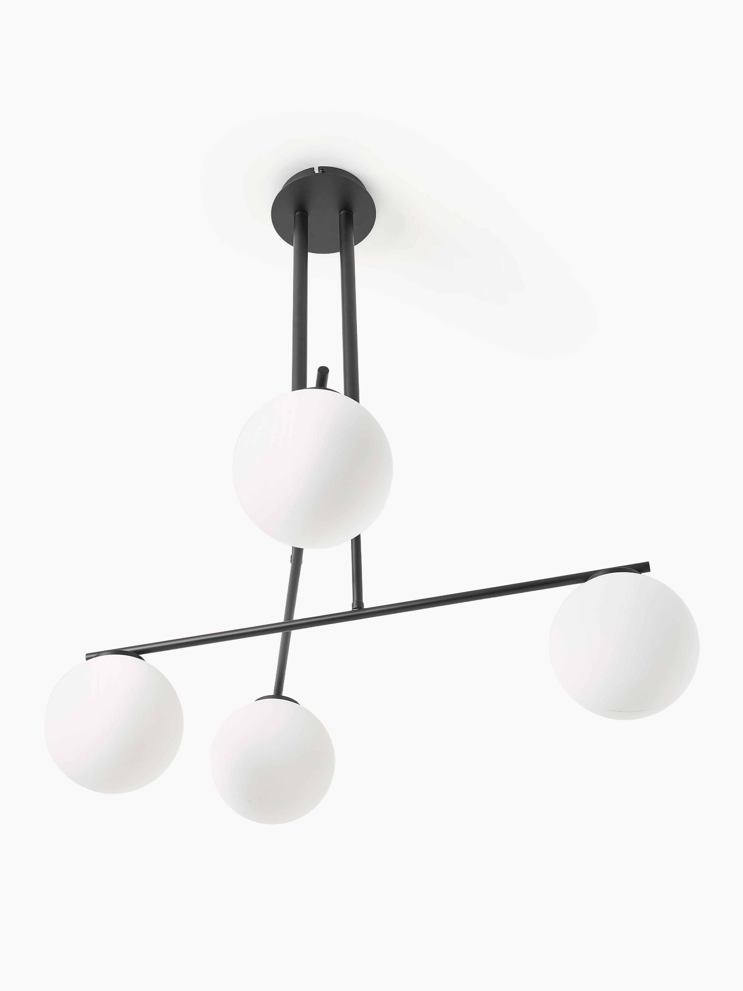 Suspension en verre opalescent Niilo - Blanc, noir