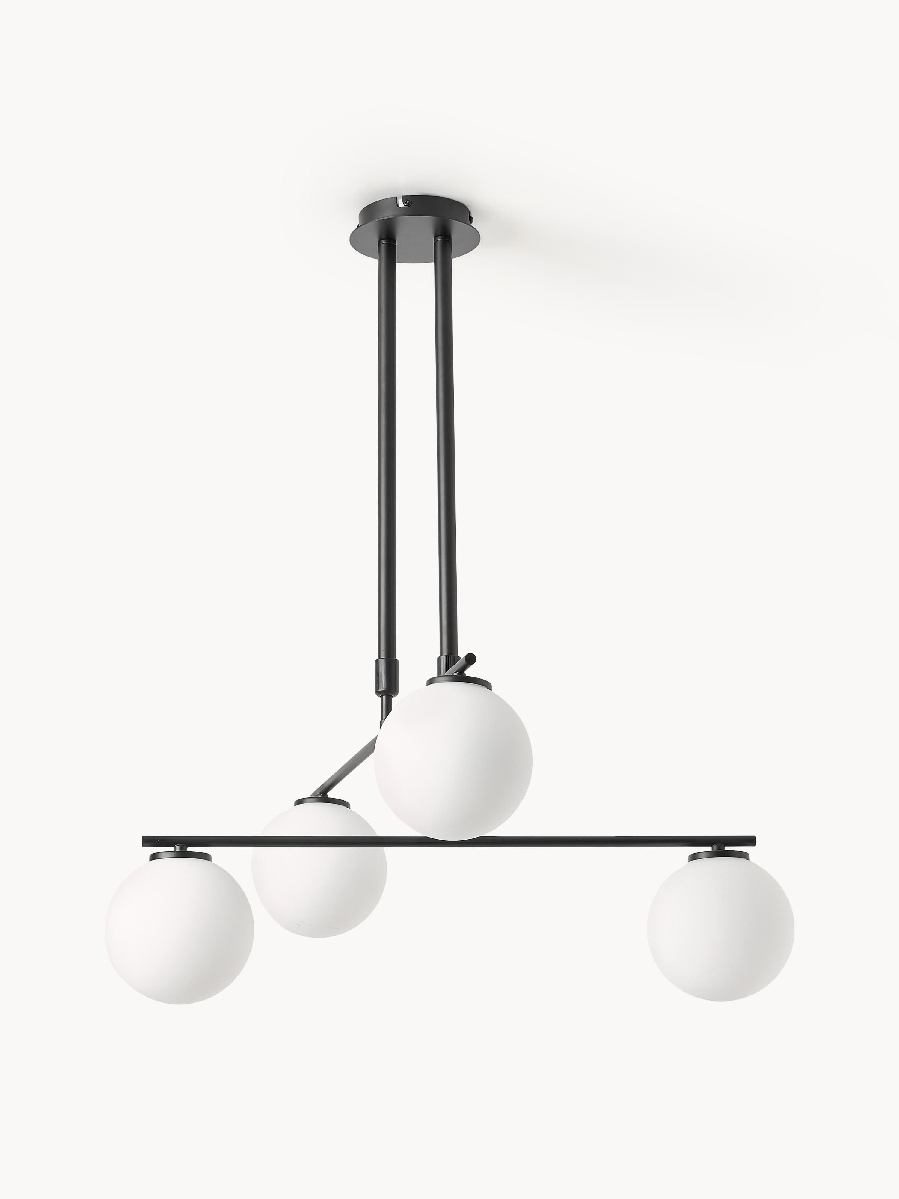 Suspension en verre opalescent Niilo - Blanc, noir