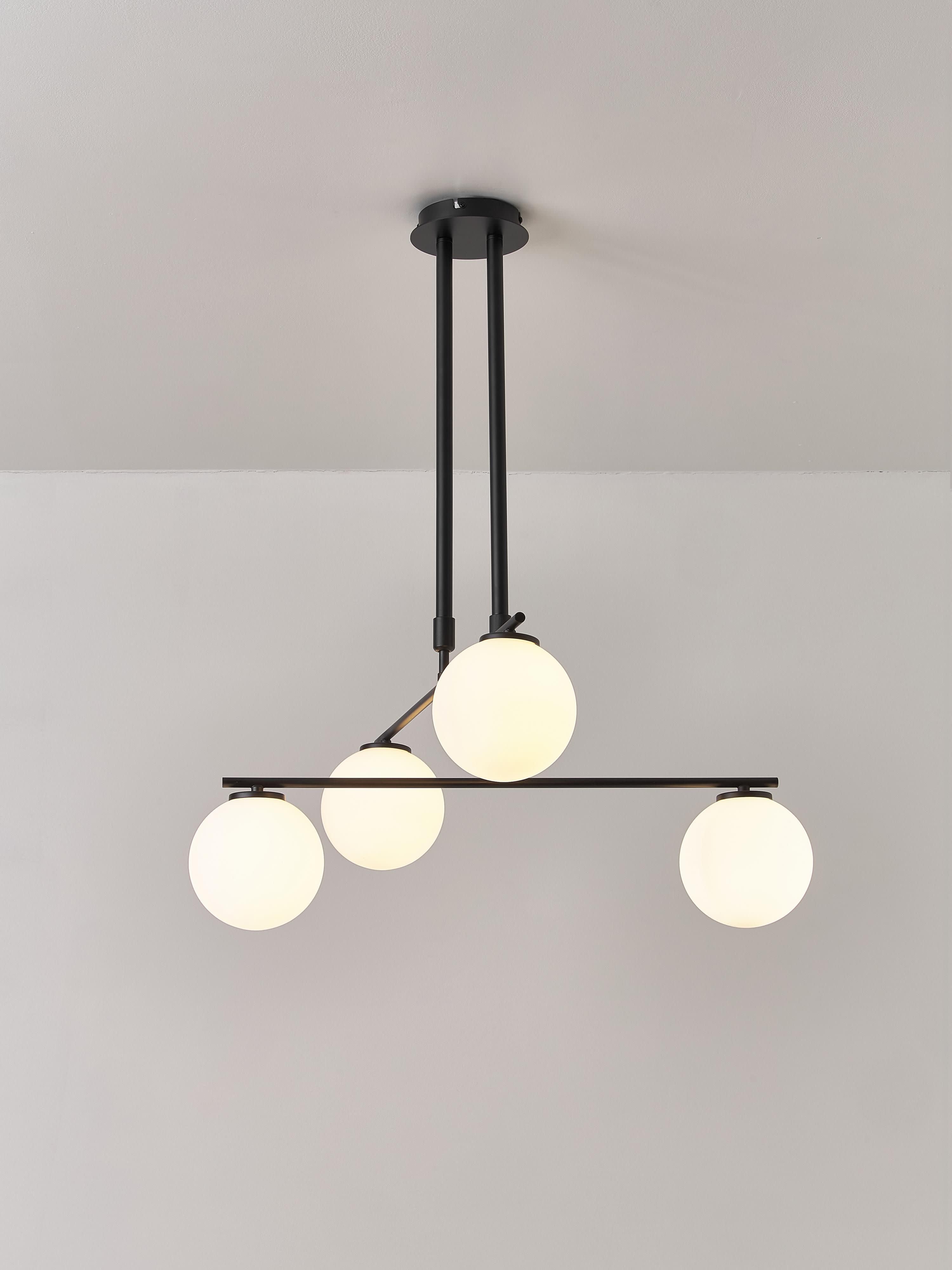Suspension en verre opalescent Niilo - Blanc, noir