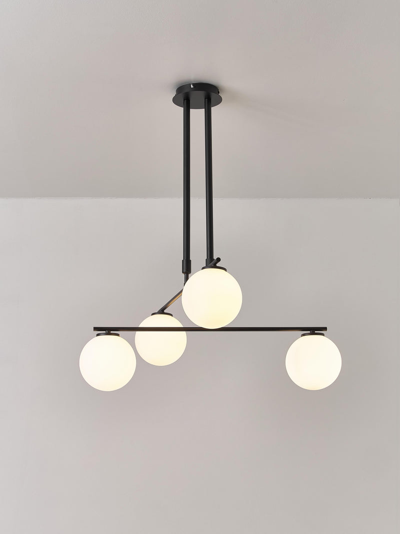 Suspension en verre opalescent Niilo - Blanc, noir