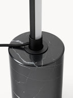Lampadaire LED avec pied en marbre Gael - Noir, marbré