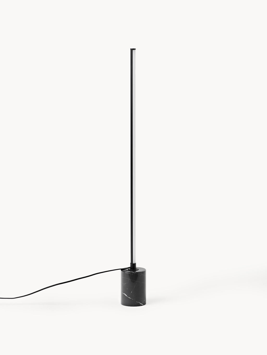 Lampadaire LED avec pied en marbre Gael - Noir, marbré
