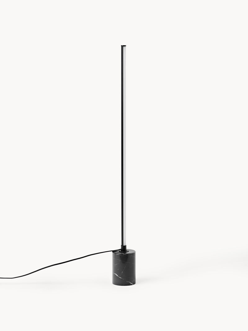 Lampadaire LED avec pied en marbre Gael - Noir, marbré