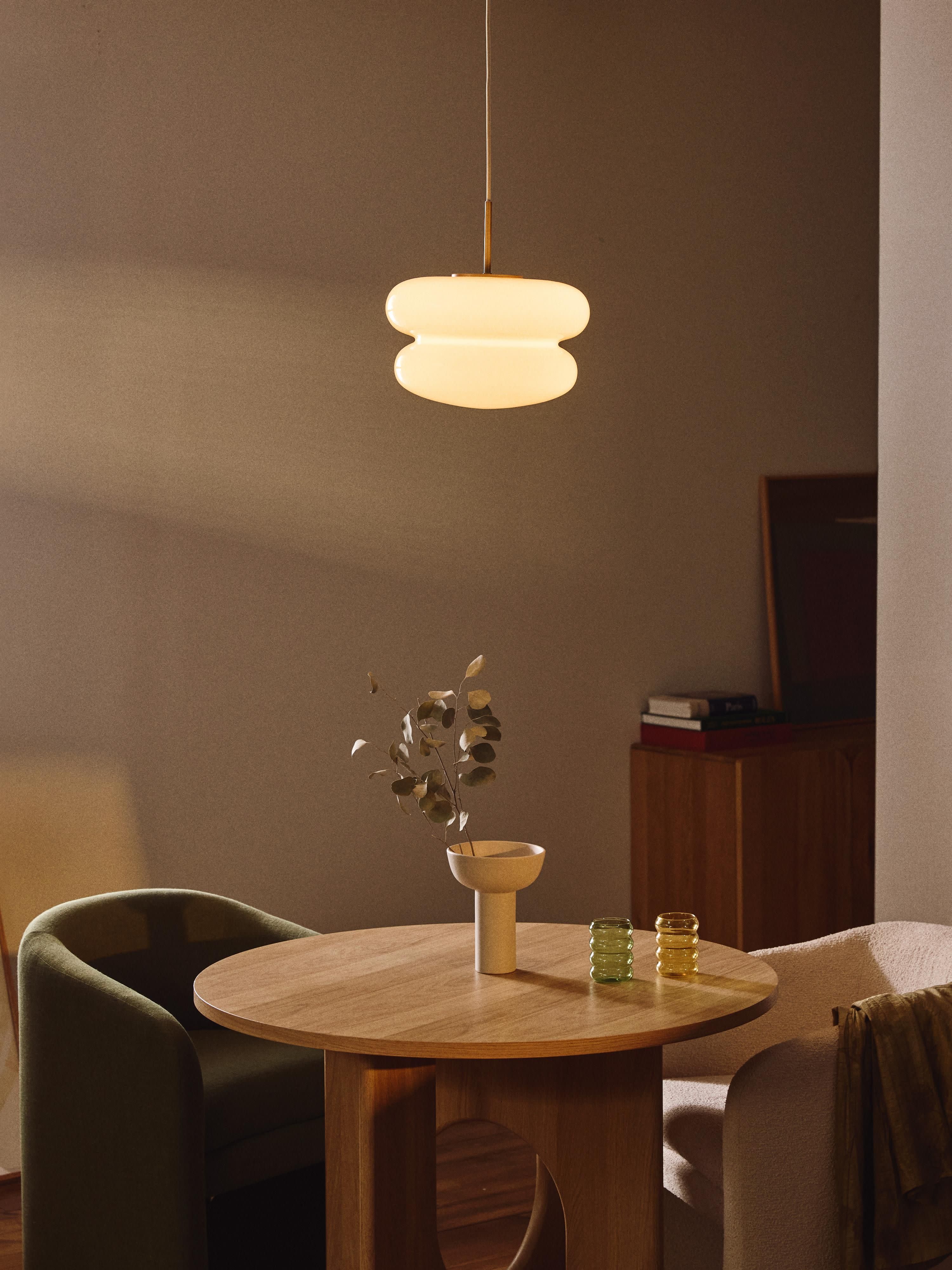 Suspension en verre opalescent Hewitt - Jaune pâle