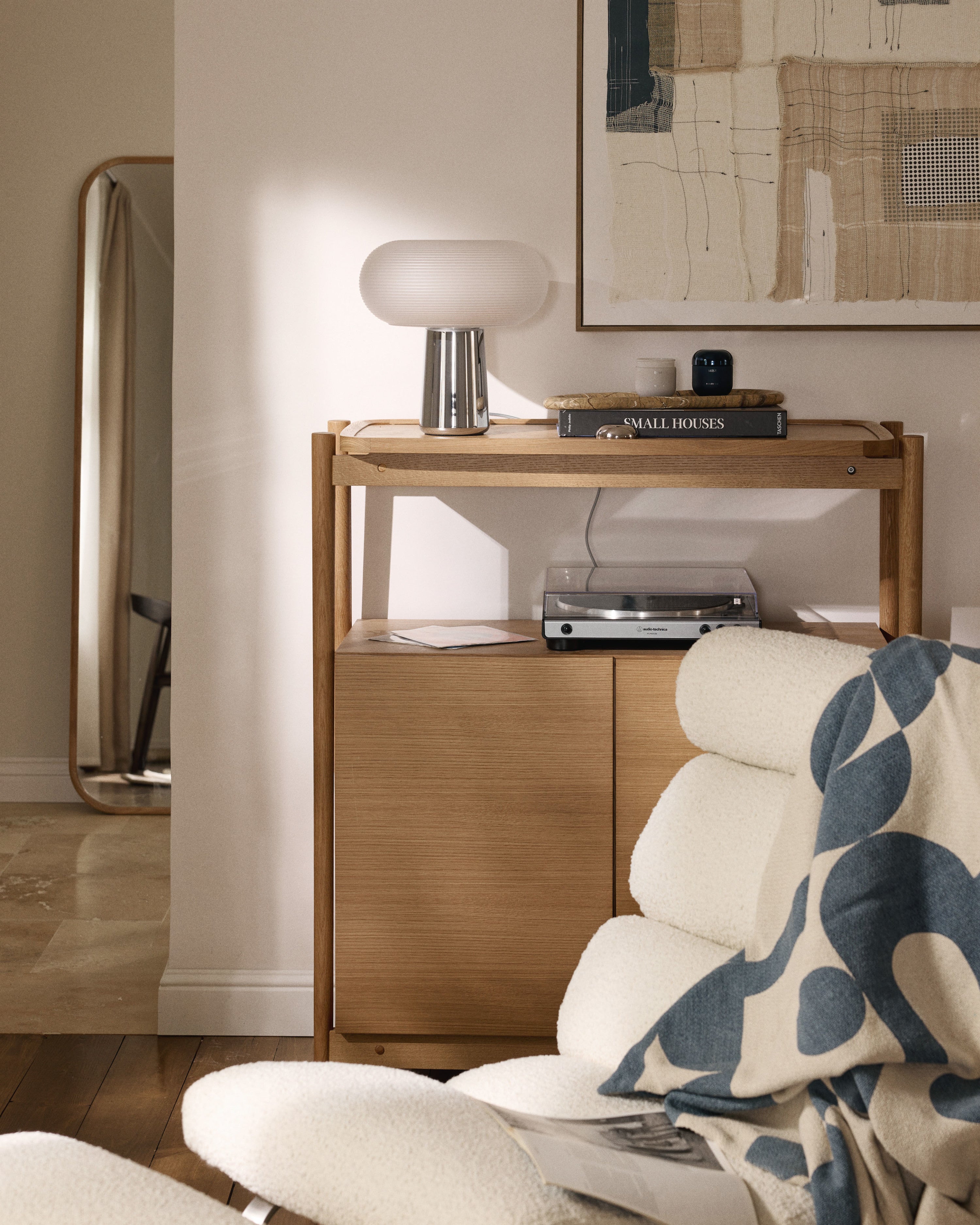 Lampe à poser Ashby - Gris chrome, blanc