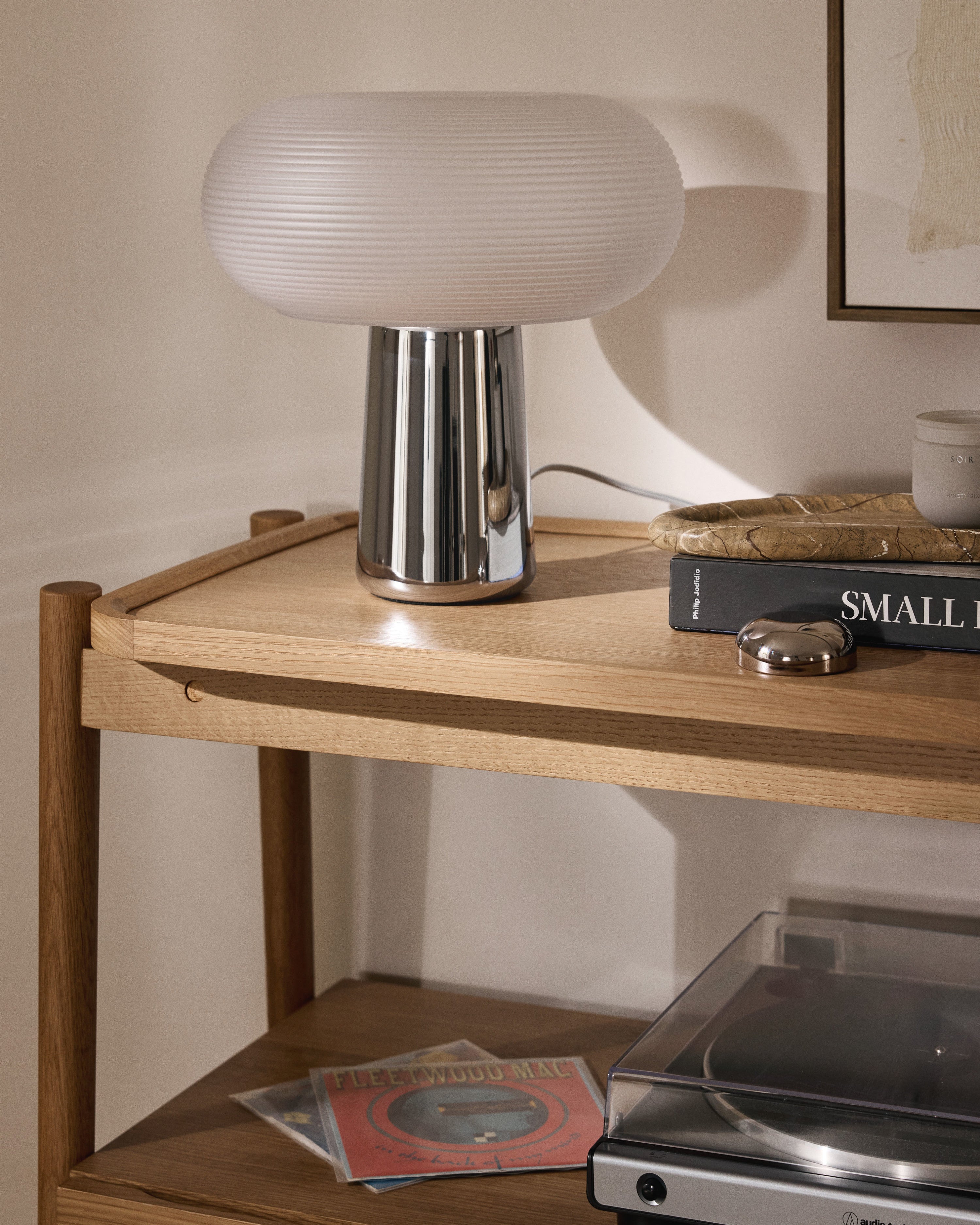 Lampe à poser Ashby - Gris chrome, blanc